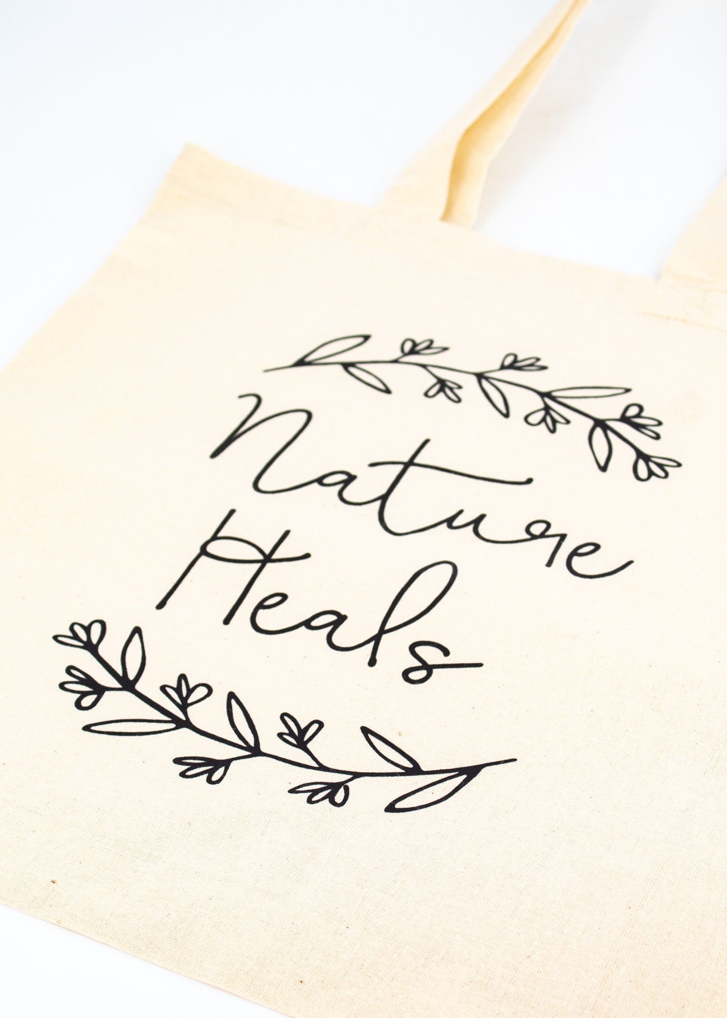Small Cream Tote Bag - "Nature Heals" by Wild Lark