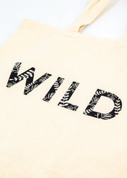 Small Cream Tote Bag - "WILD" by Wild Lark