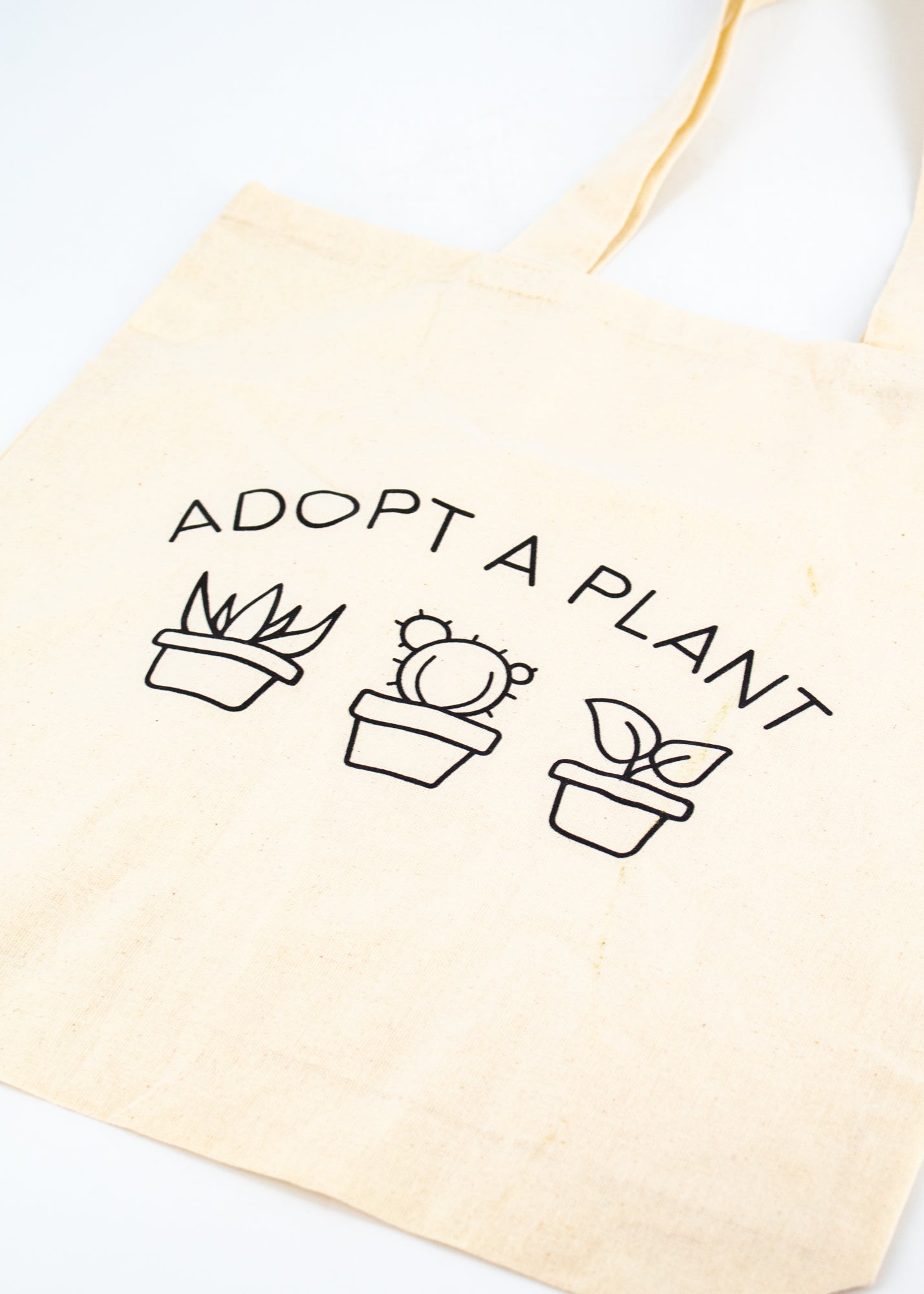 SALE! Small Cream Tote Bag - "Adopt a Plant"