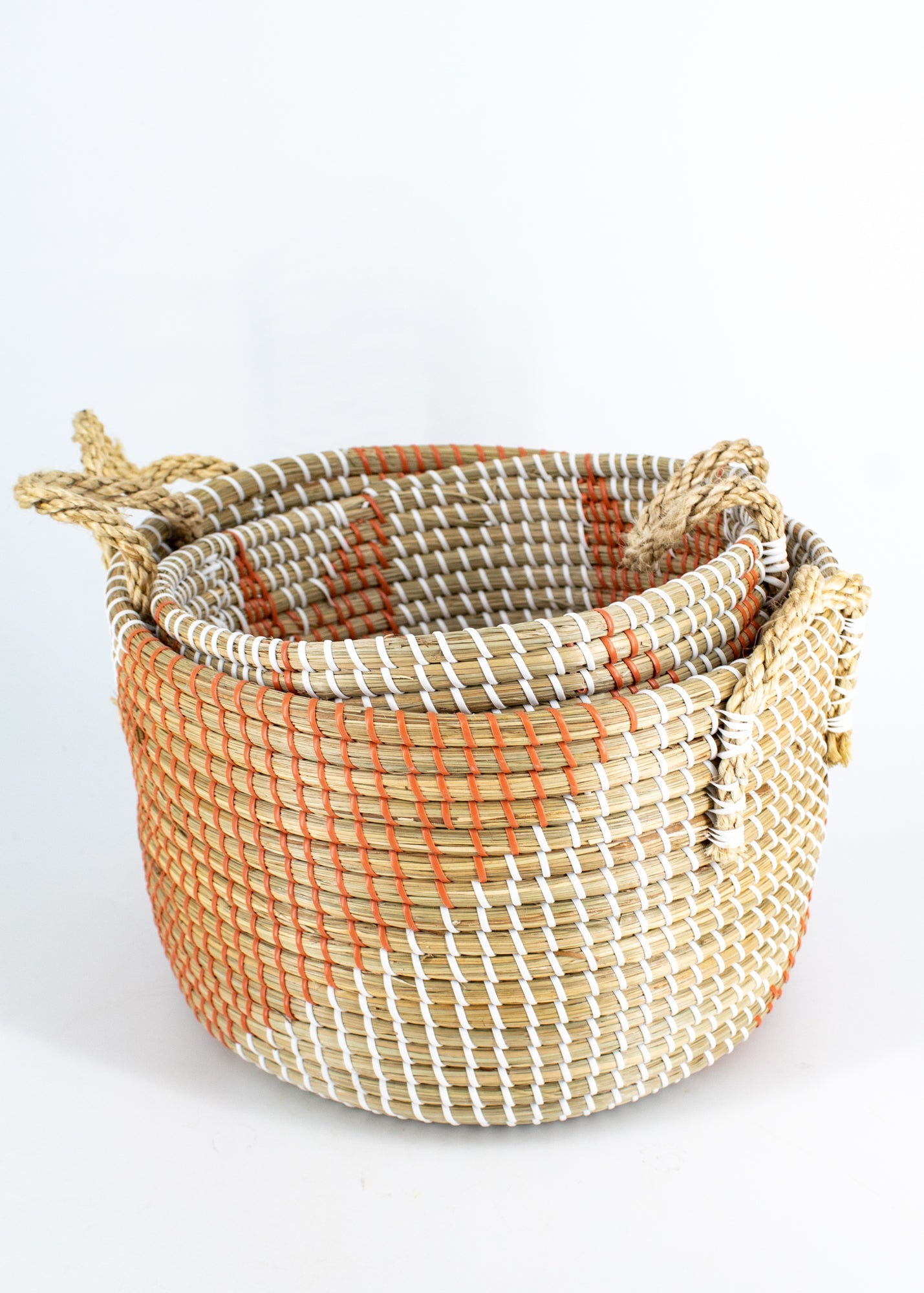 Natural, Orange, + White Woven Baskets (3 Sizes Available) by Wild Lark