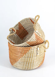 Natural, Orange, + White Woven Baskets (3 Sizes Available) by Wild Lark