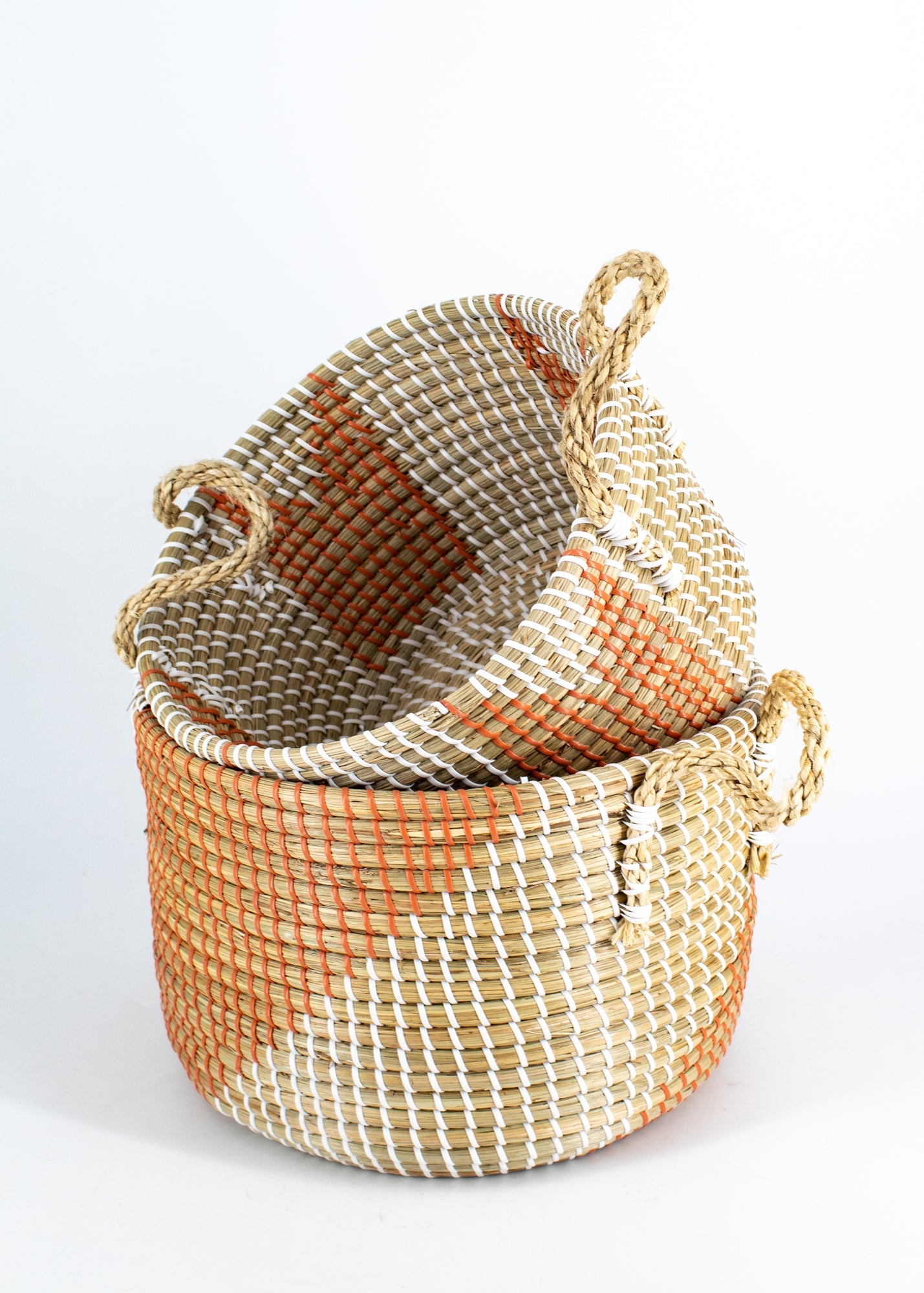 Natural, Orange, + White Woven Baskets (3 Sizes Available) by Wild Lark