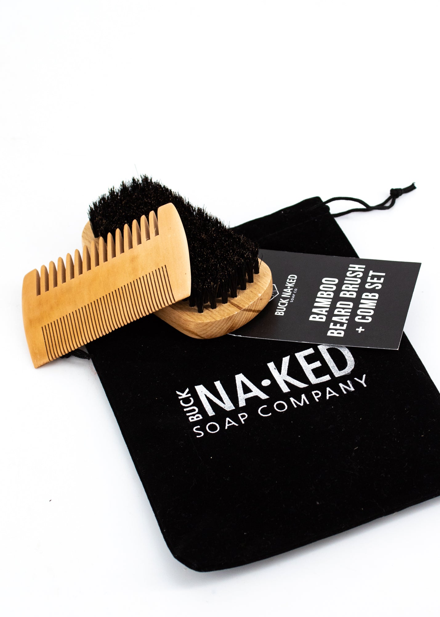 Bamboo Beard Brush + Comb Set