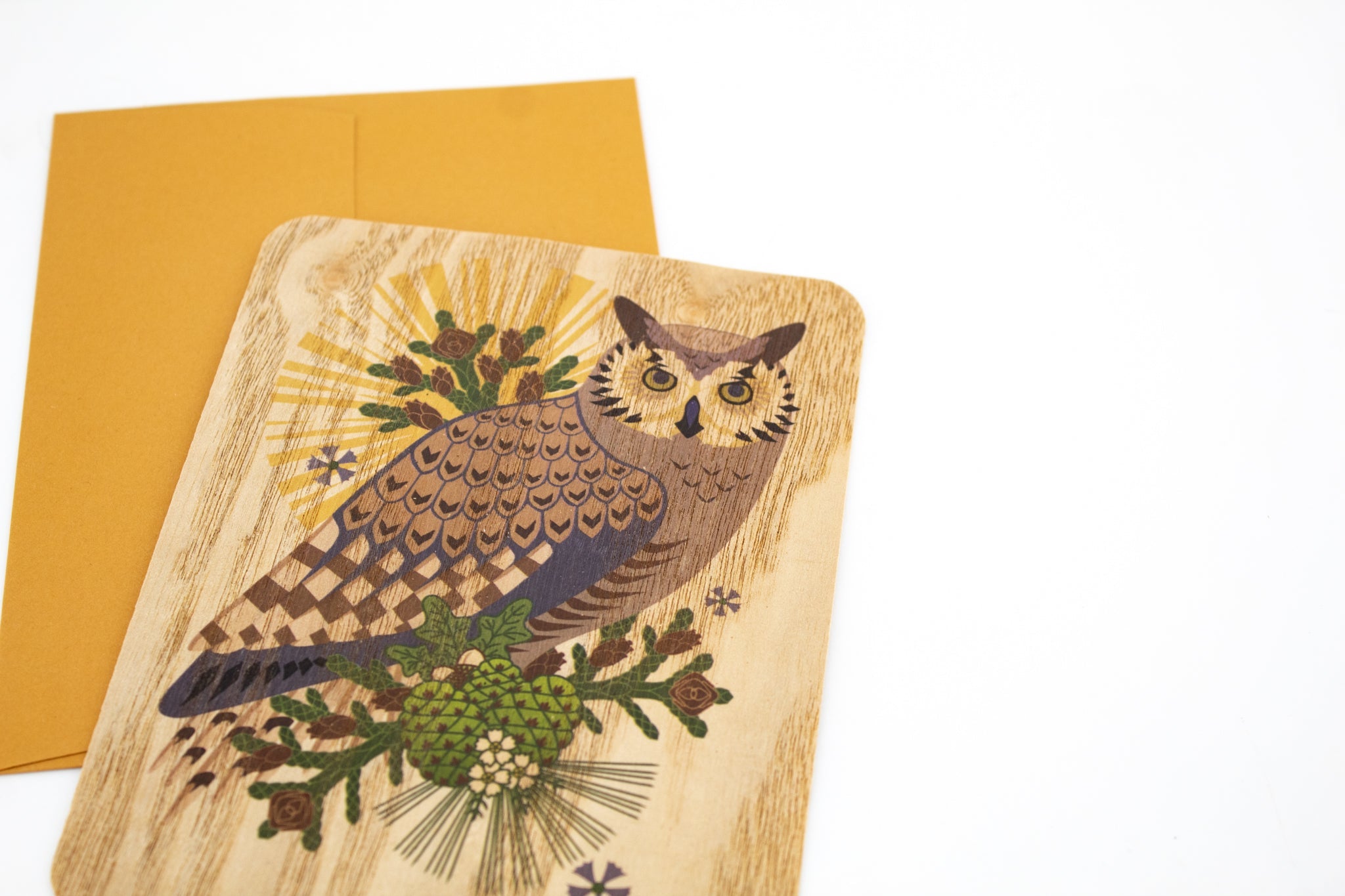 Great Horned Owl Wood Card
