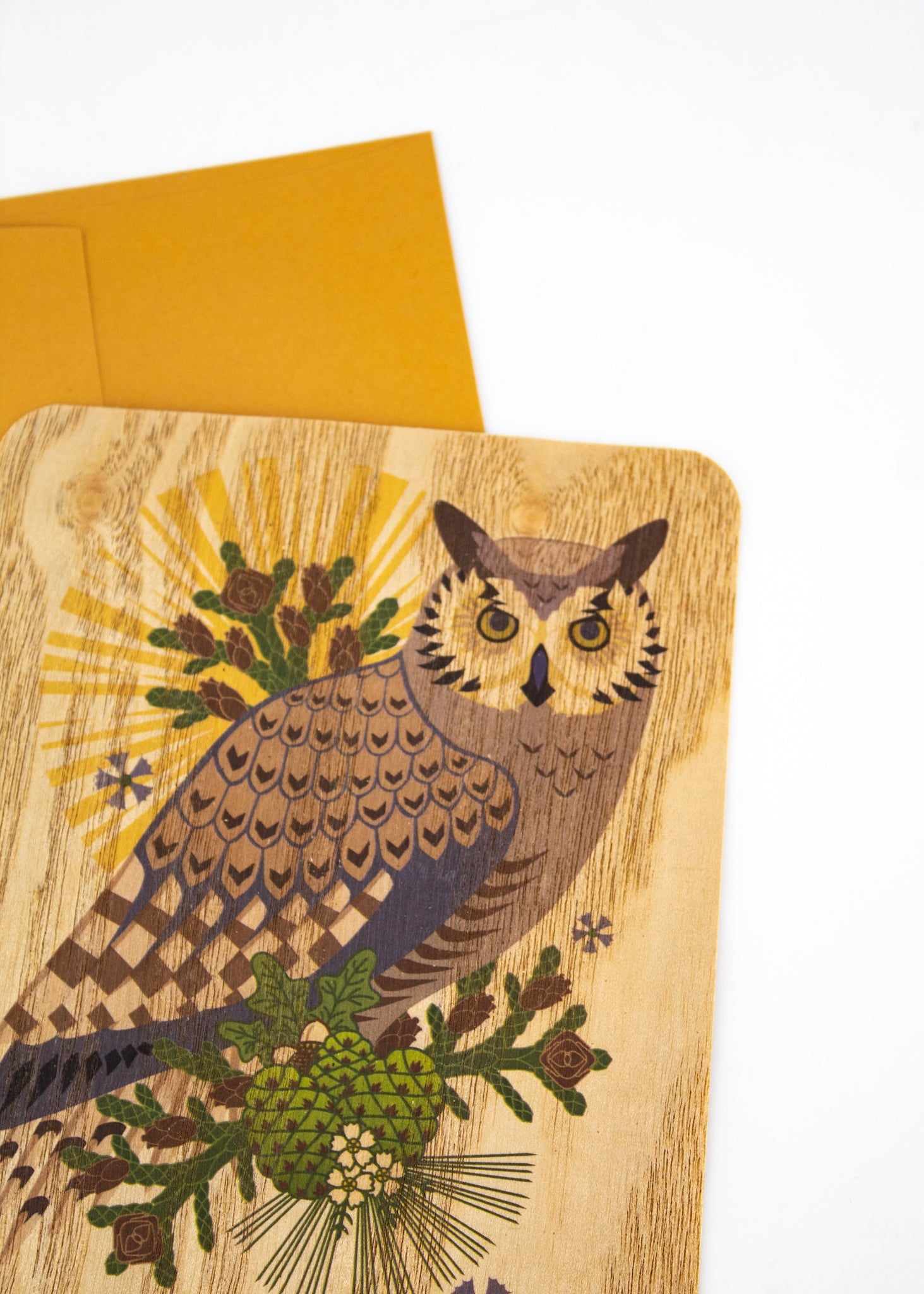 Great Horned Owl Wood Card