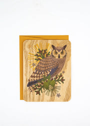 Great Horned Owl Wood Card