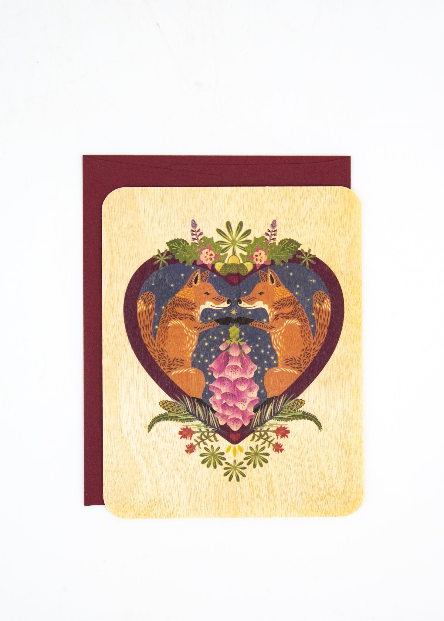 Fox Heart Wood Card by Wild Lark