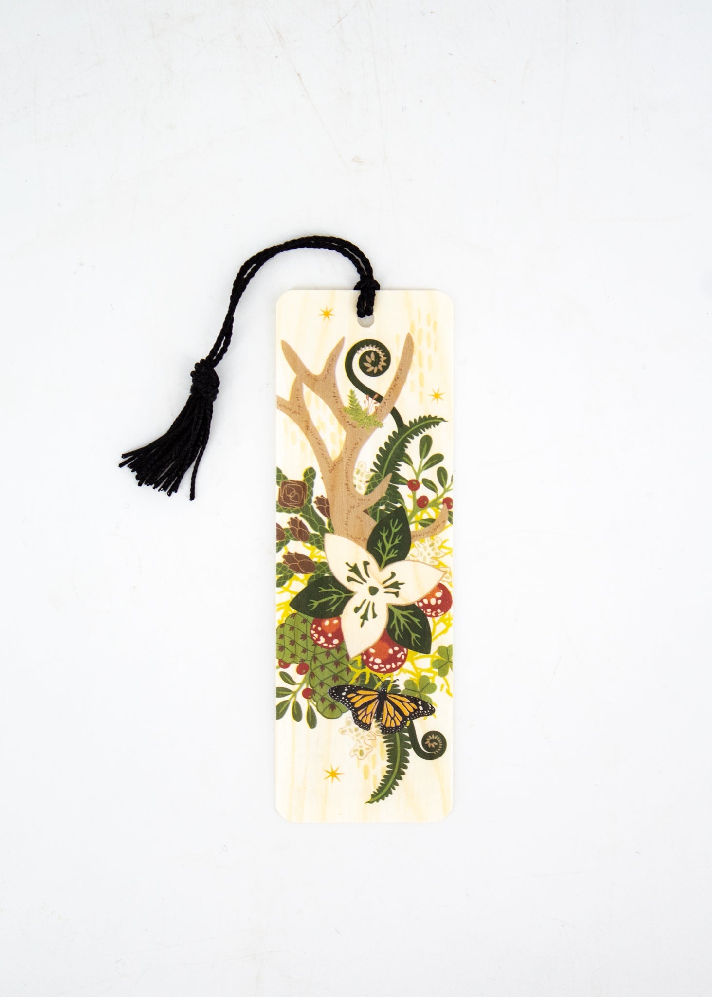 Cascadian Bouquet Wood Bookmark with Tassel