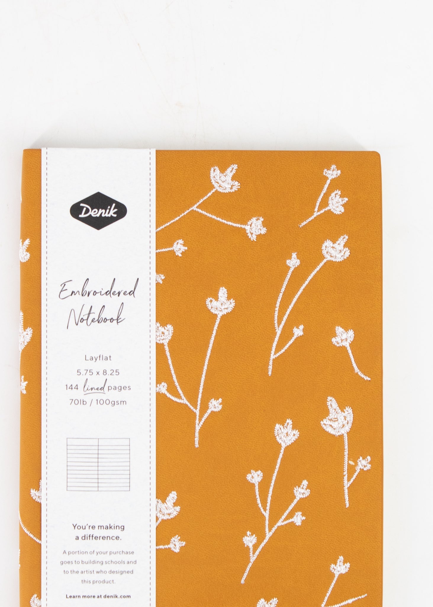 Mustard Embroidered Notebook