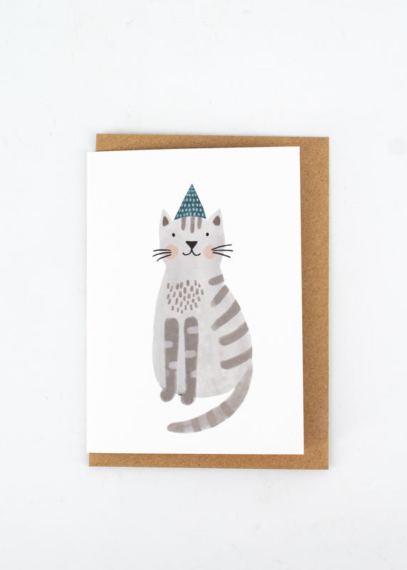 Cat in Party Hat Card