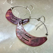 Stitched Copper Crescent Earrings by jenkahnjewelry