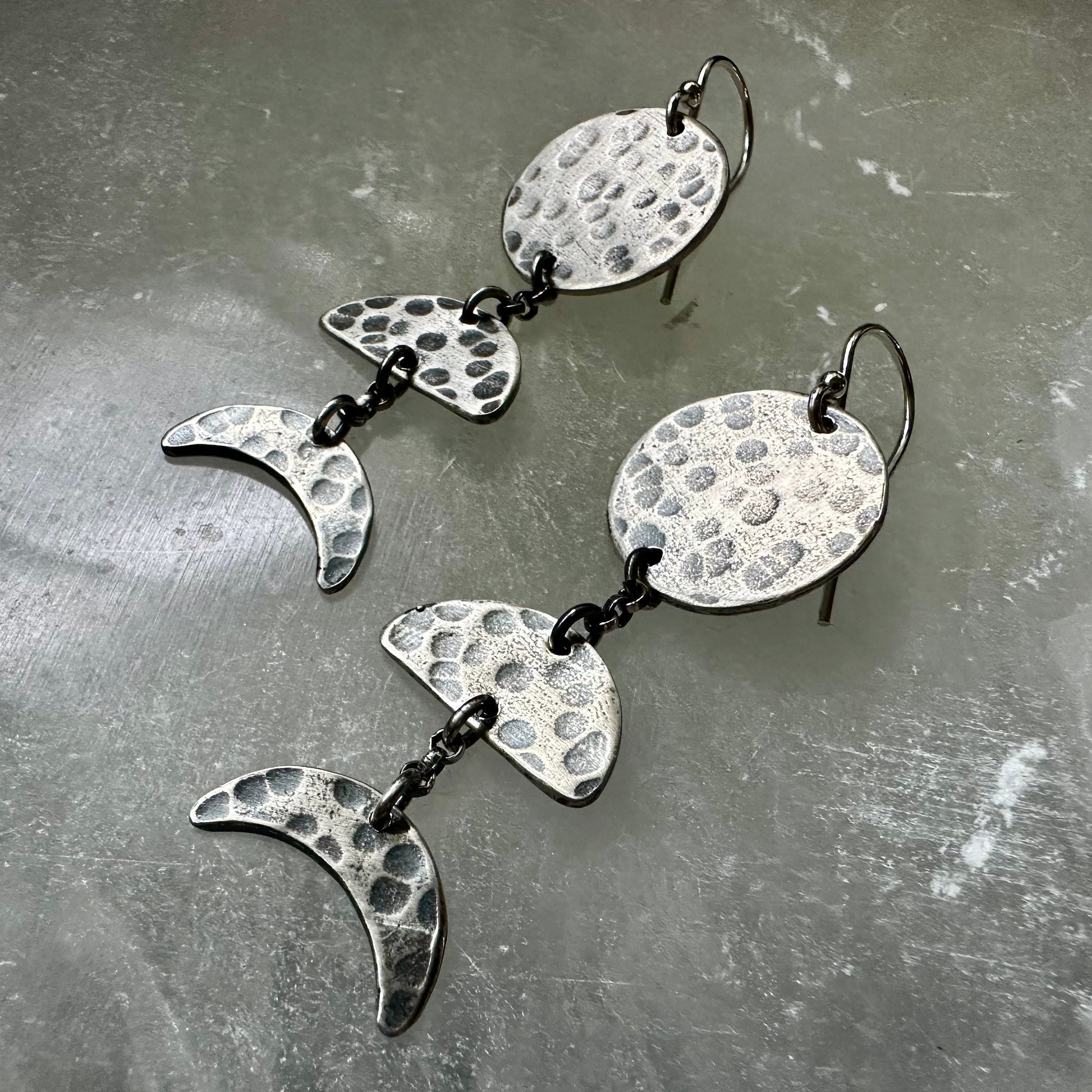 Silver Moon Phase Earrings by jenkahnjewelry
