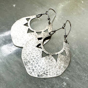 Silver Sun Shield Earrings by jenkahnjewelry