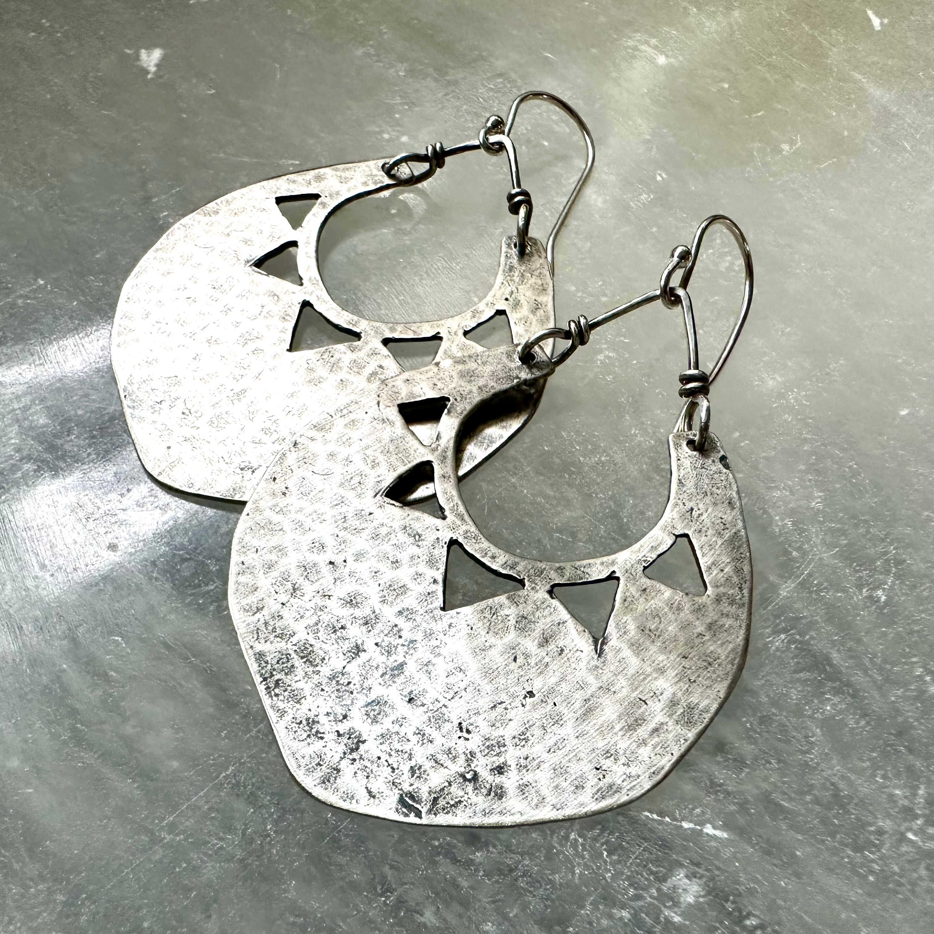 Silver Sun Shield Earrings by jenkahnjewelry