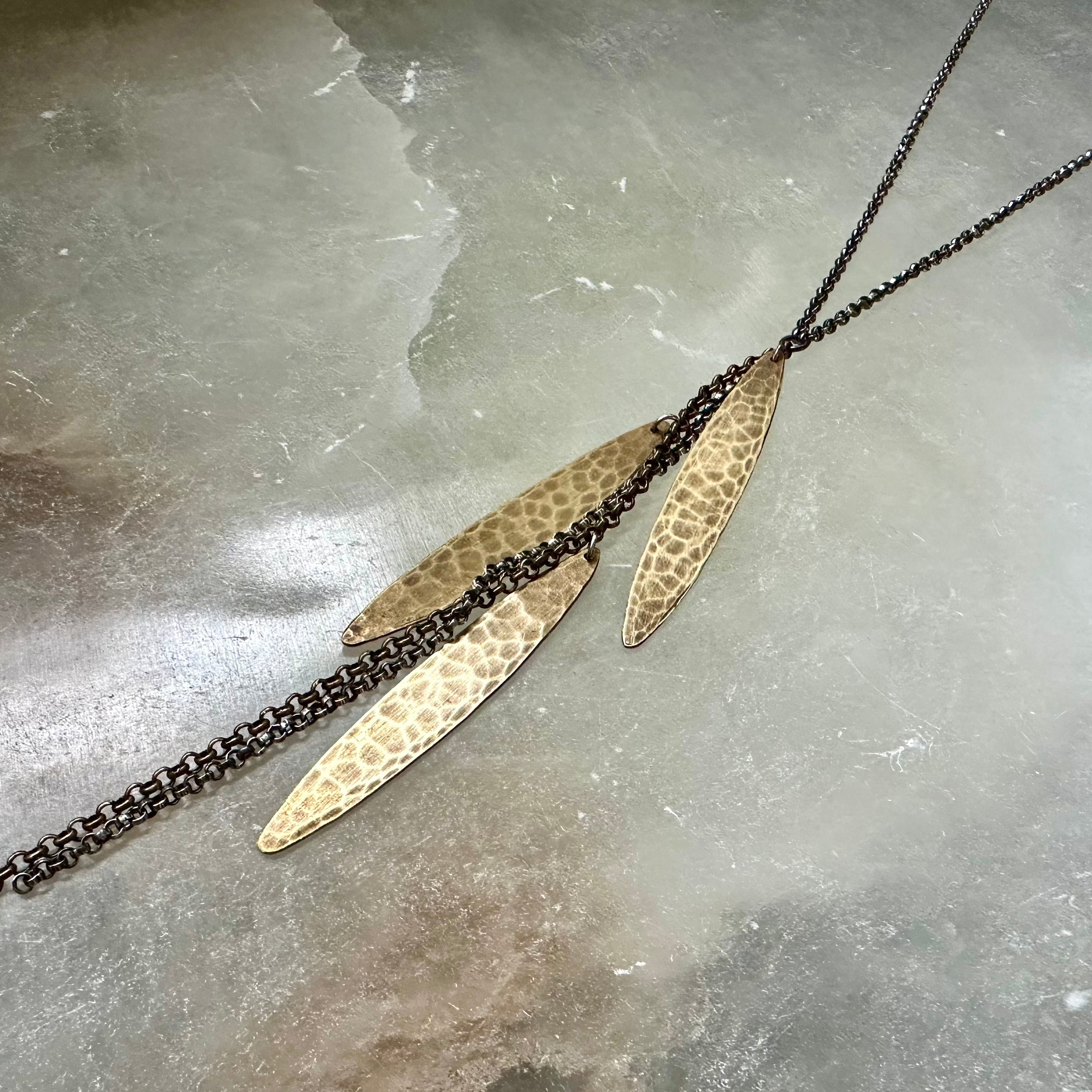 Metal Feather Necklace by jenkahnjewelry