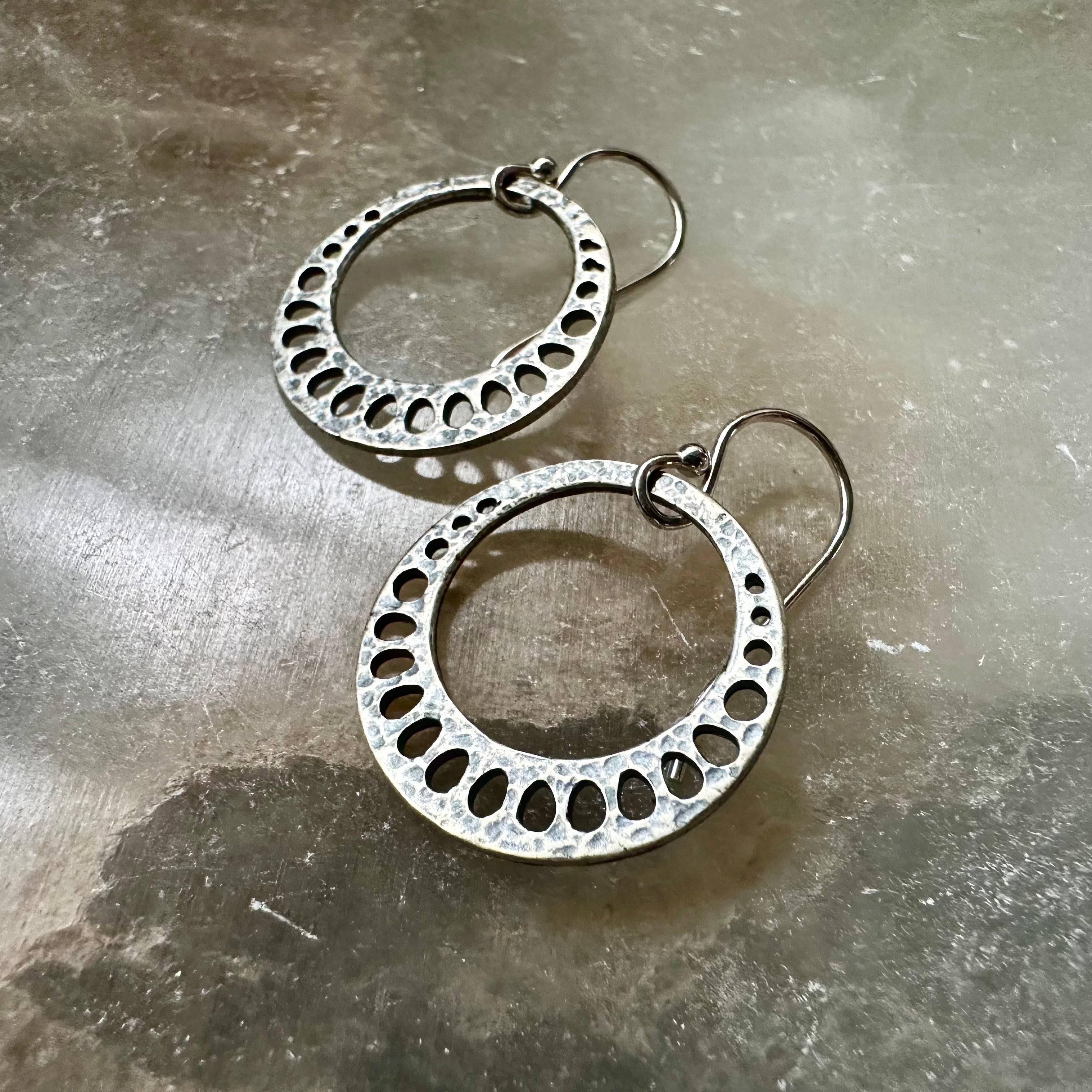 Tiny Silver Lotus Root Earrings by jenkahnjewelry