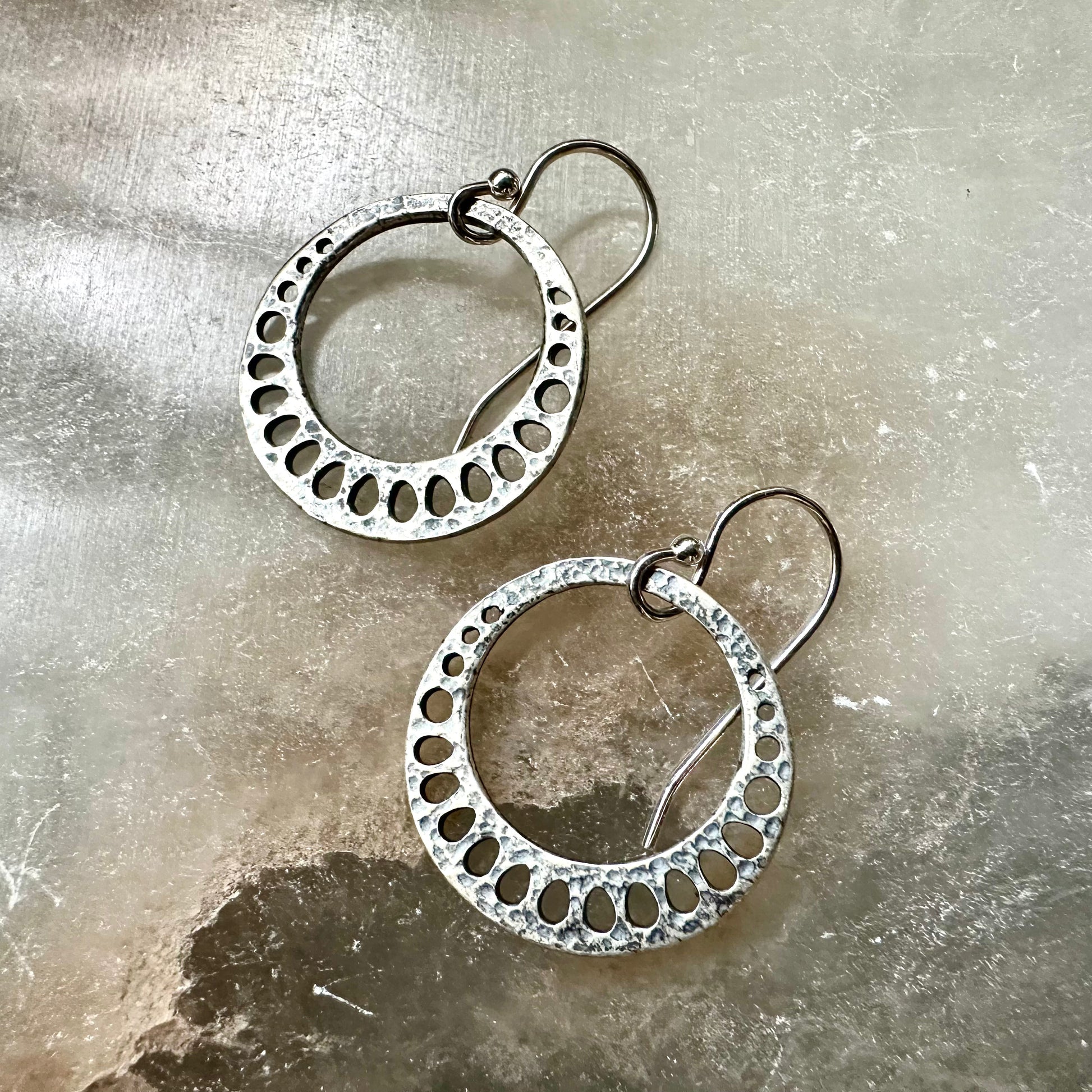 Tiny Silver Lotus Root Earrings by jenkahnjewelry