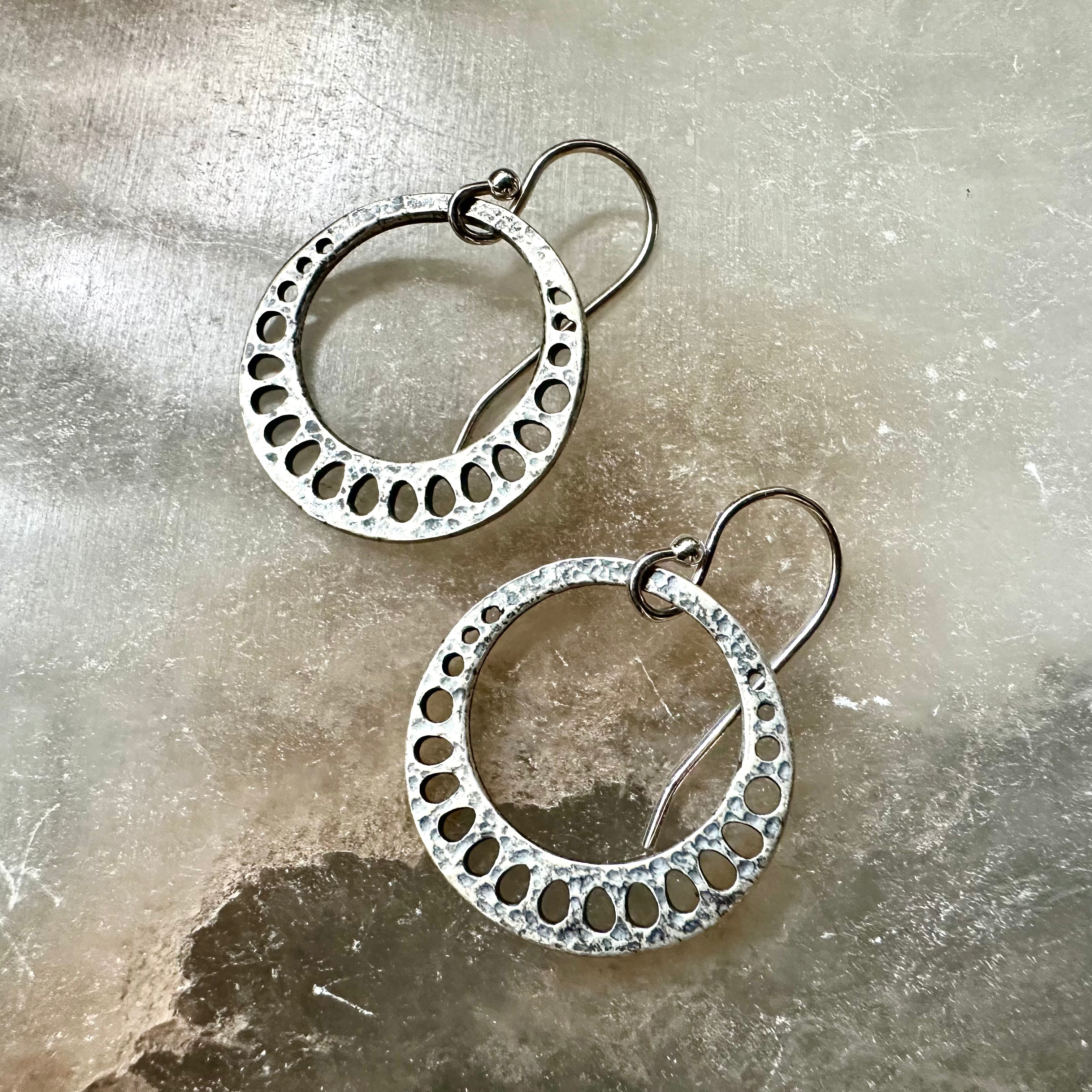 Tiny Silver Lotus Root Earrings by jenkahnjewelry