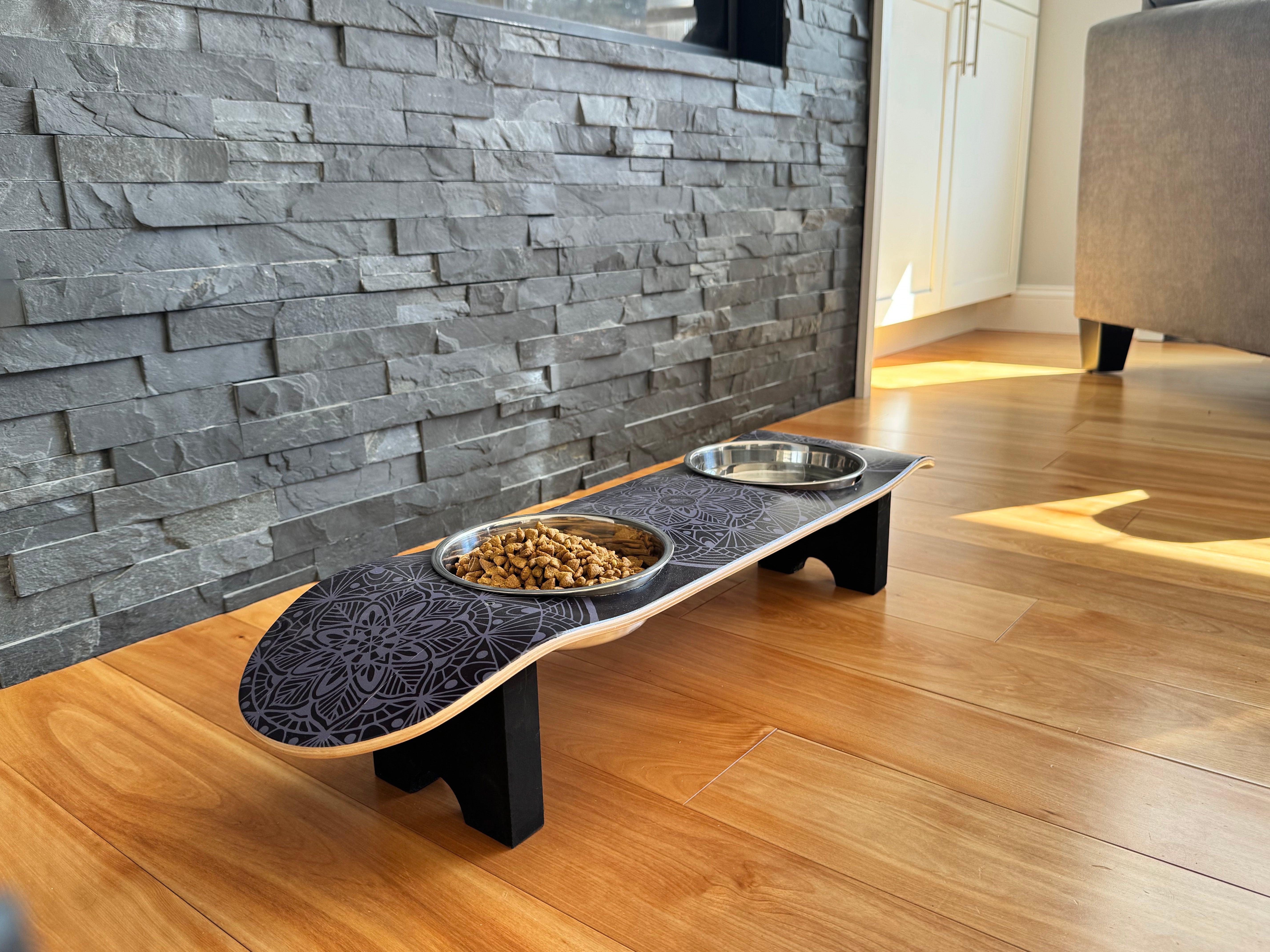 Dream Catcher - Elevated Skateboard Dog Feeding Stand with 2 Bowls