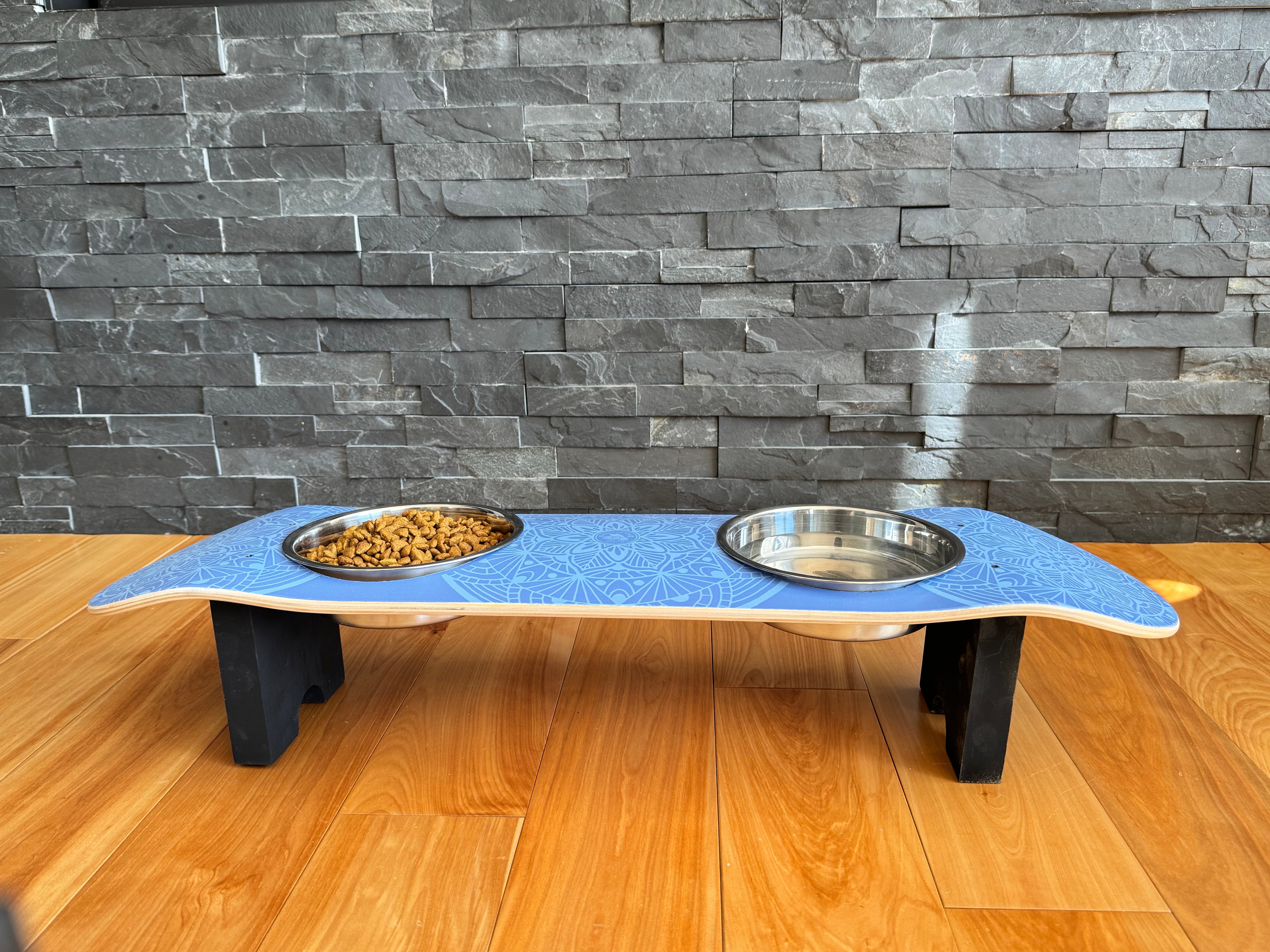 Dream Catcher - Elevated Skateboard Dog Feeding Stand with 2 Bowls