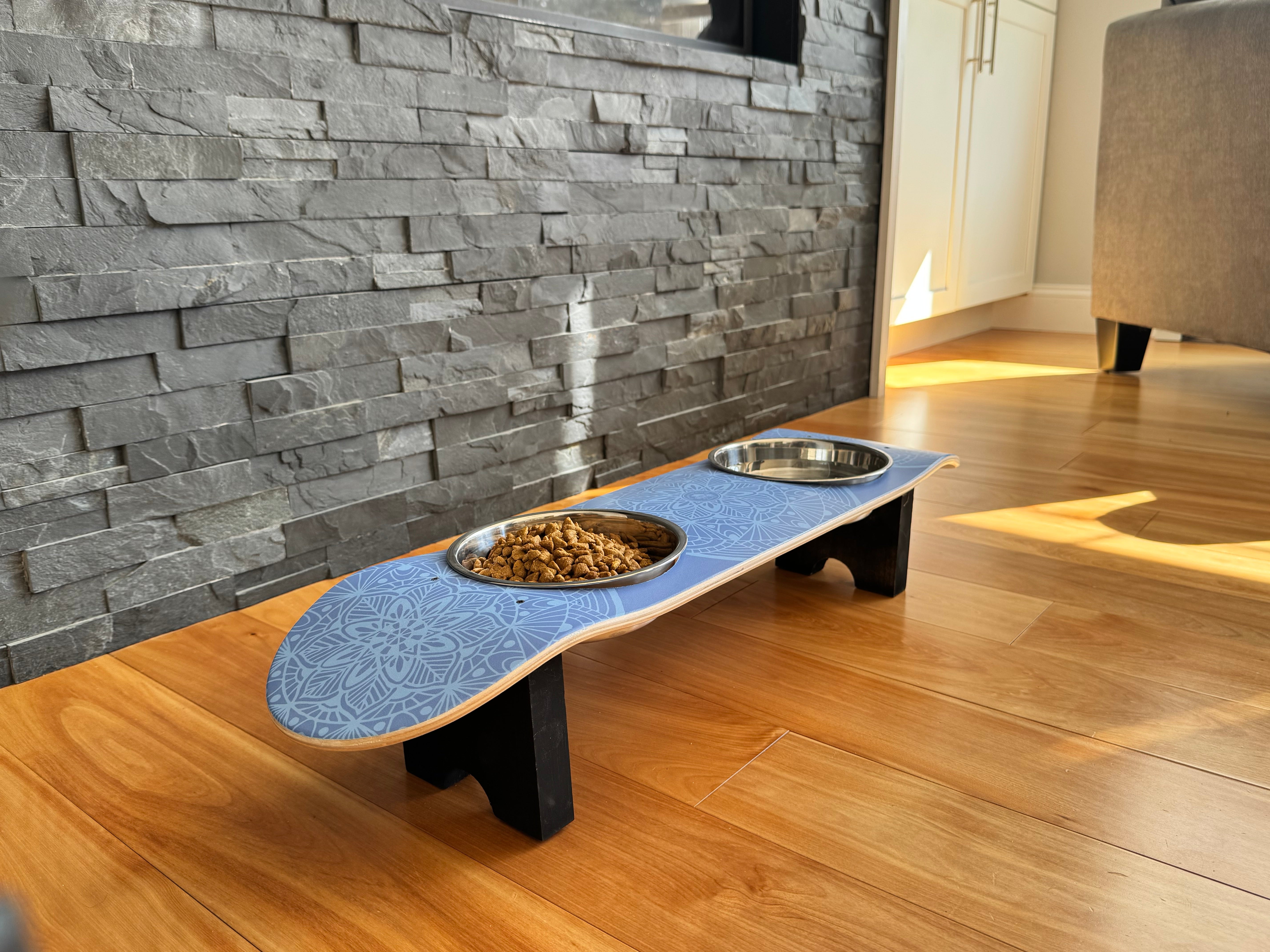 Dream Catcher - Elevated Skateboard Dog Feeding Stand with 2 Bowls