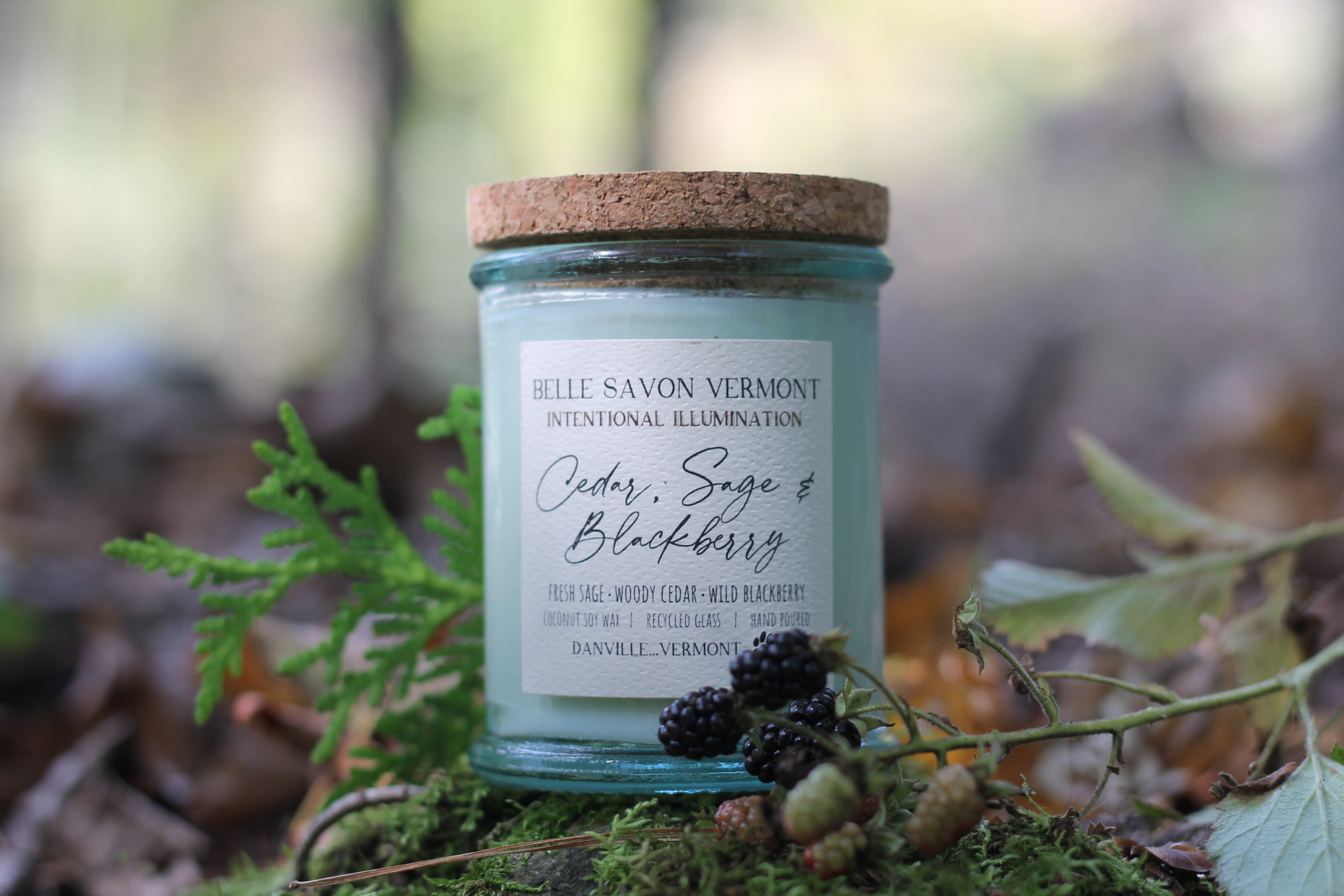 Coconut & Soy Wax Recycled Glass Container Candle-4 Ounce-Hand Poured in Vermont by Belle Savon Vermont