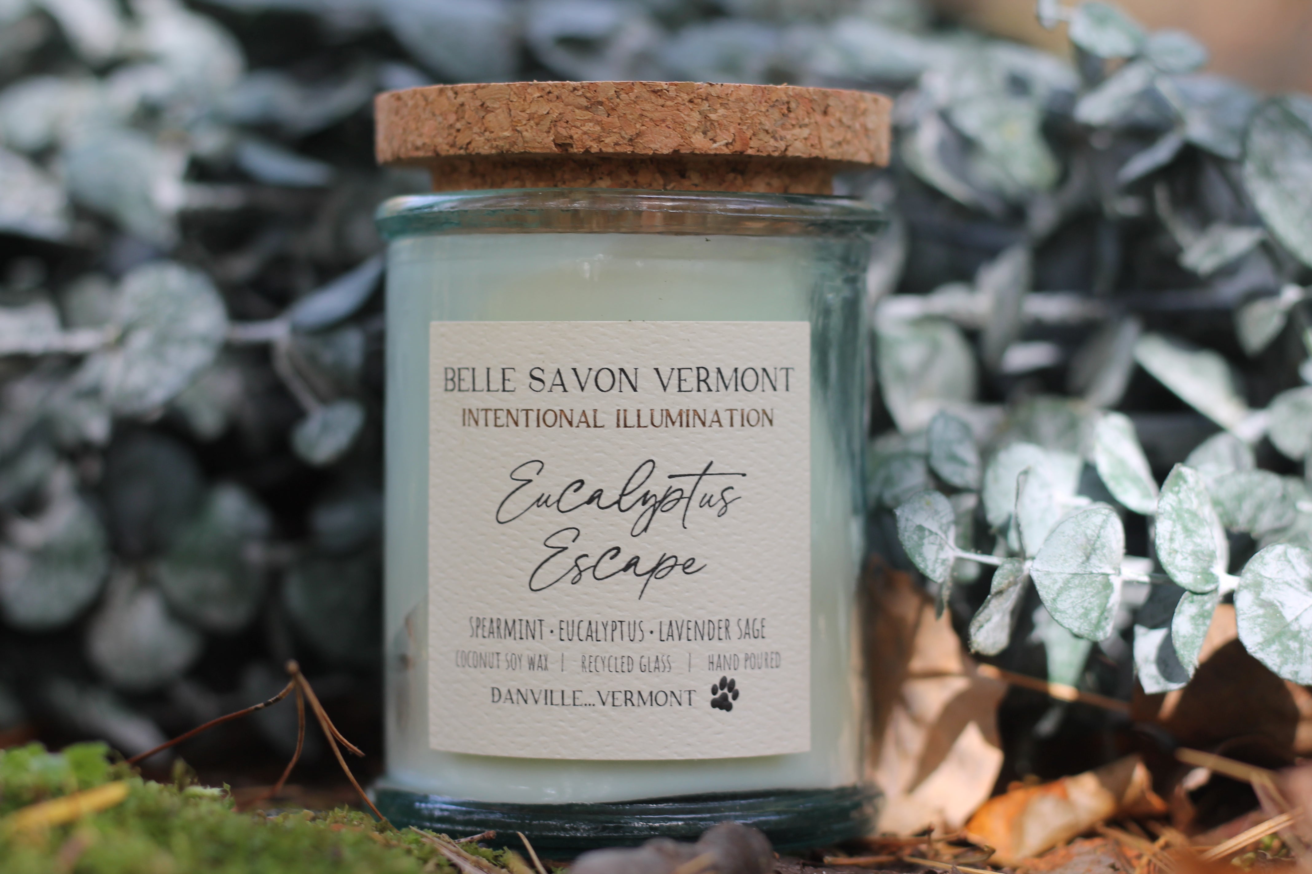 Coconut & Soy Wax Recycled Glass Container Candle-4 Ounce-Hand Poured in Vermont by Belle Savon Vermont