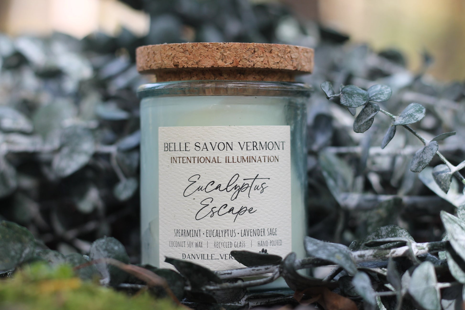 Coconut & Soy Wax Recycled Glass Container Candle-4 Ounce-Hand Poured in Vermont by Belle Savon Vermont