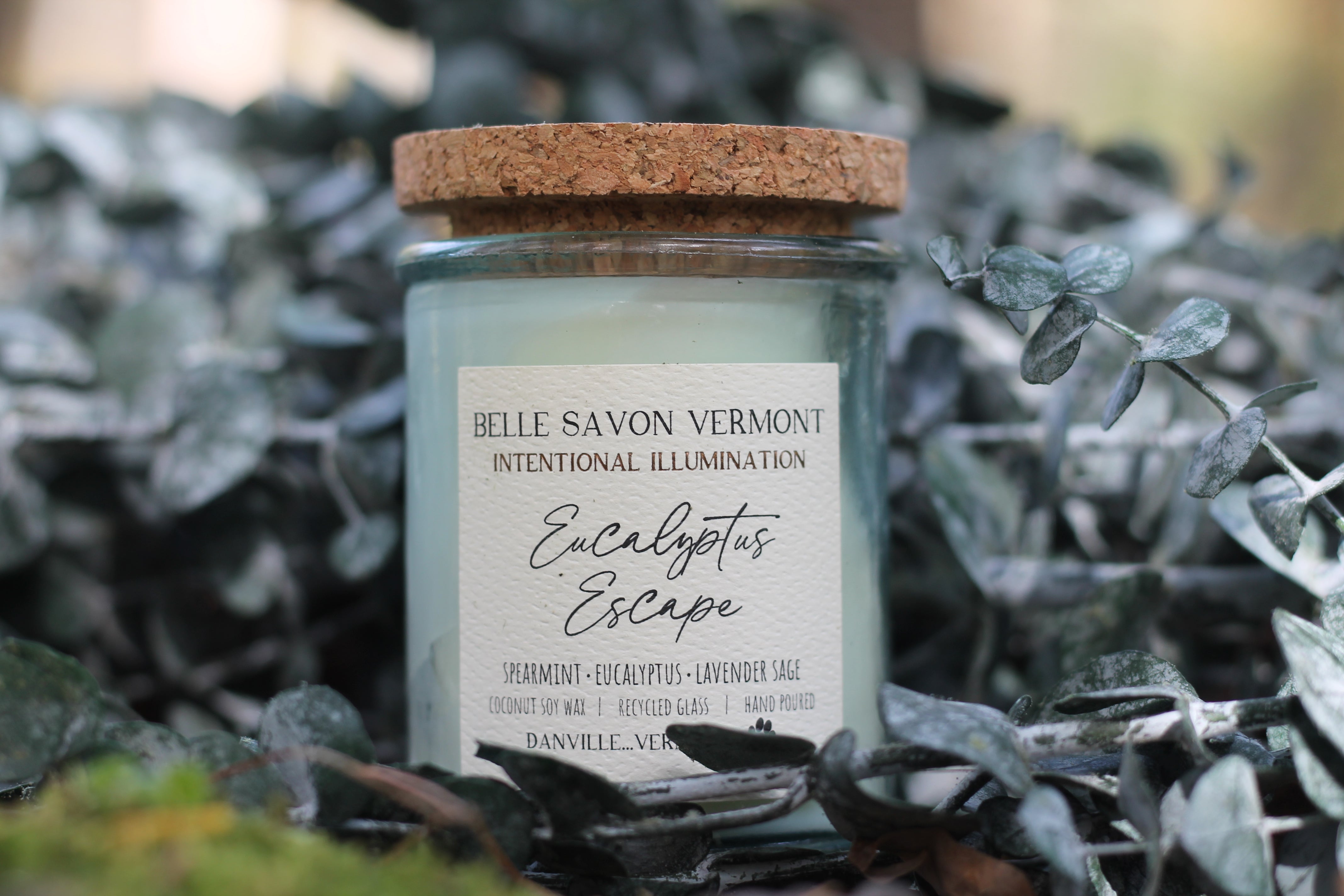 Coconut & Soy Wax Recycled Glass Container Candle-4 Ounce-Hand Poured in Vermont by Belle Savon Vermont