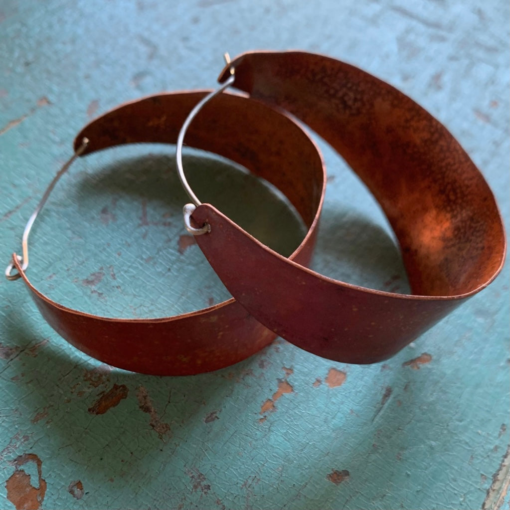Wide Copper Hoops by jenkahnjewelry