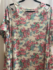 Cold Shoulder Ivory Floral Top by SidePony Boutique