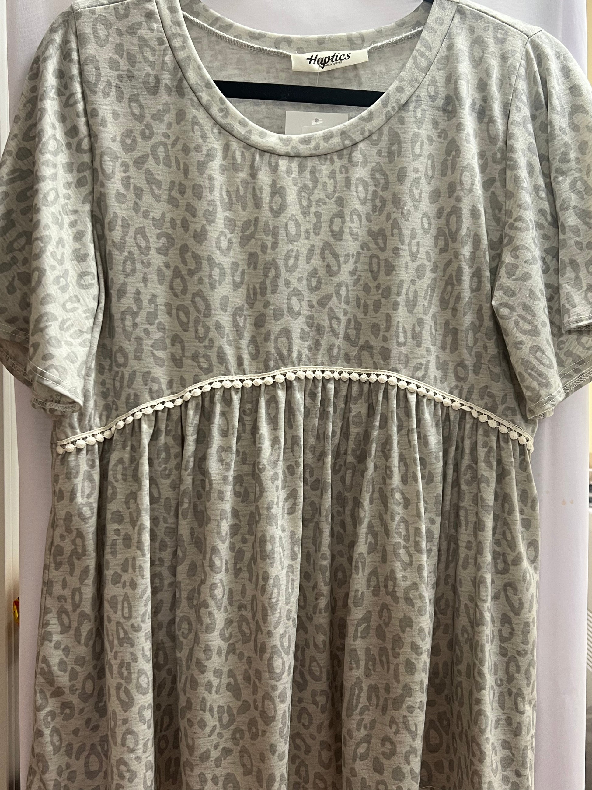 Gray Leopard BabyDoll Top by SidePony Boutique