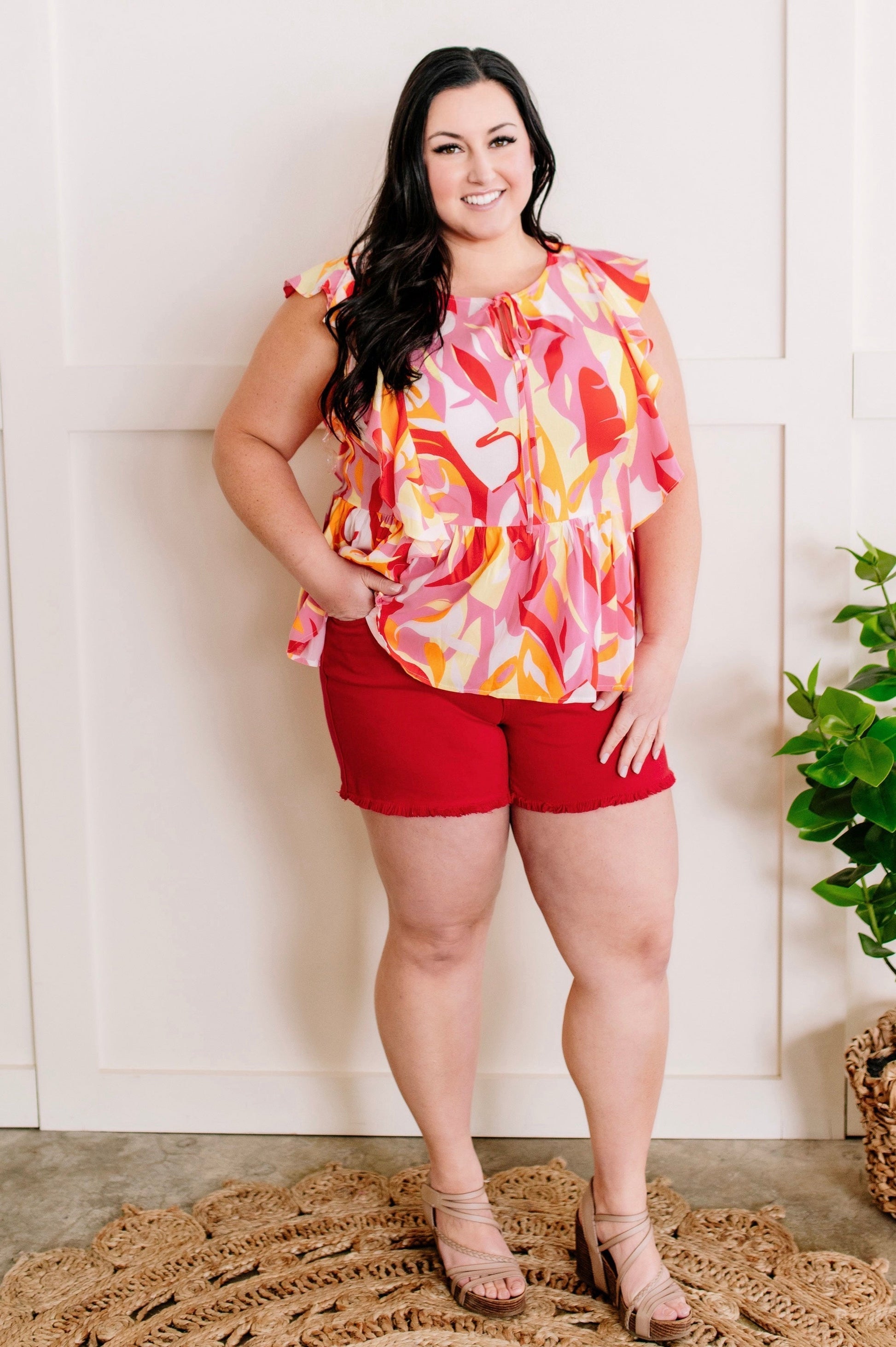 Mid Rise Frayed Hem Shorts By Judy Blue Jeans In Hot Tamale by SidePony Boutique