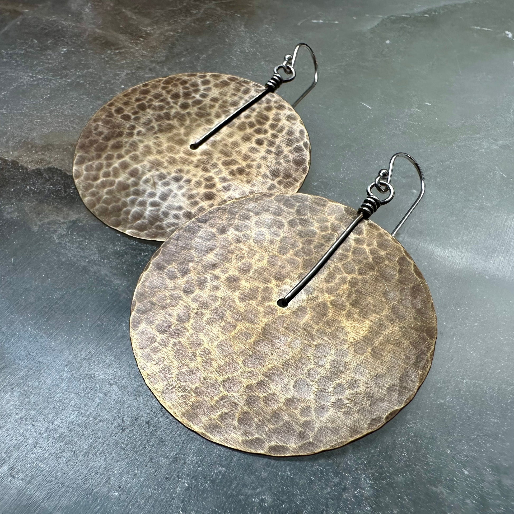 Brass Disc Earrings by jenkahnjewelry