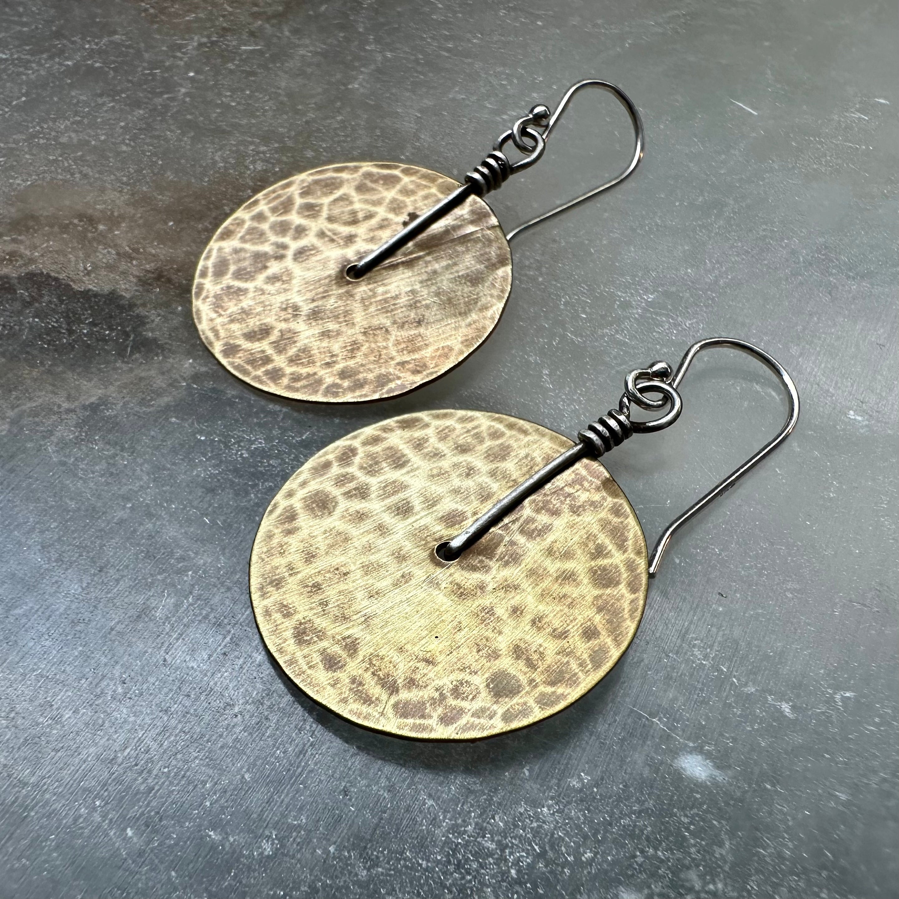 Brass Disc Earrings by jenkahnjewelry