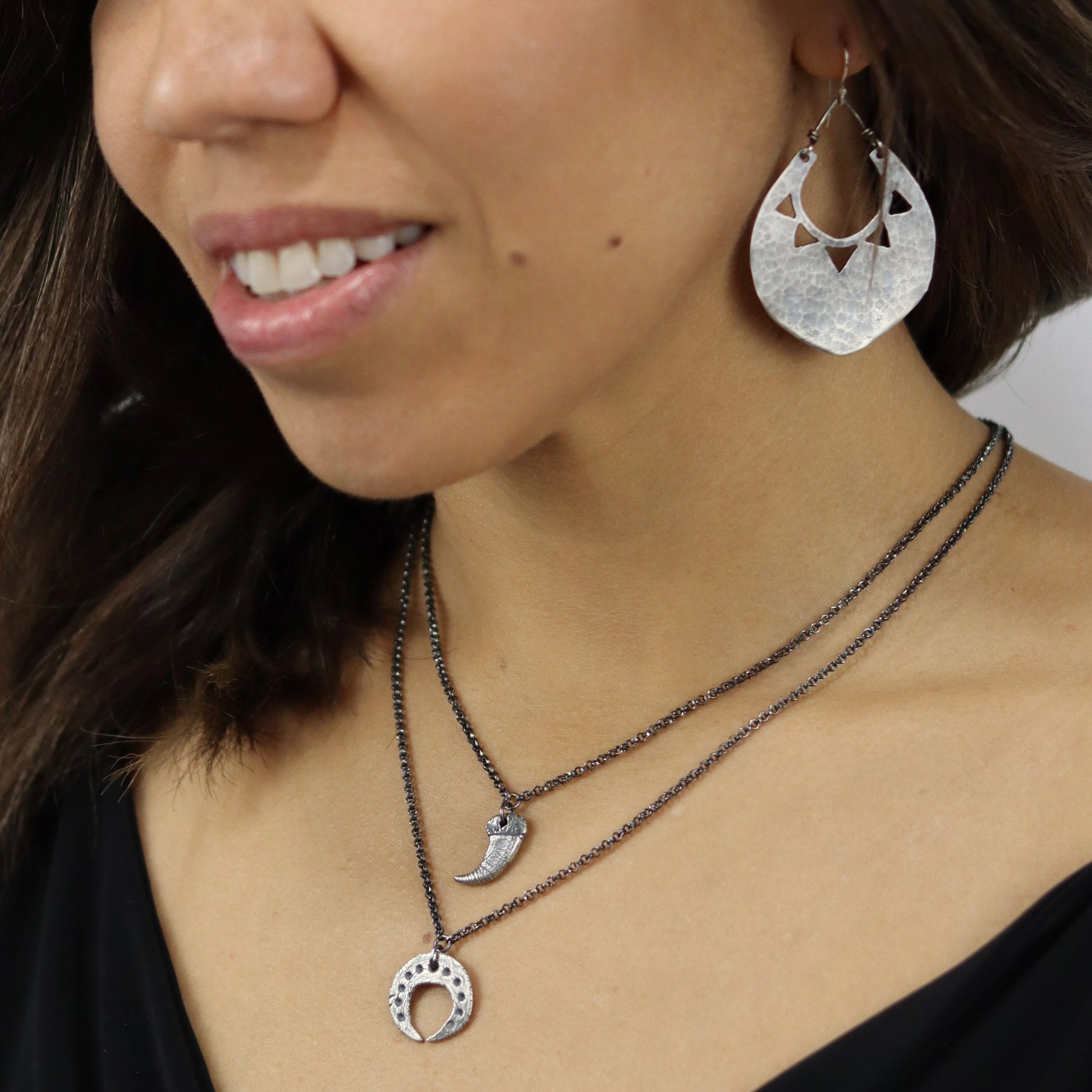 Silver Sun Shield Earrings by jenkahnjewelry