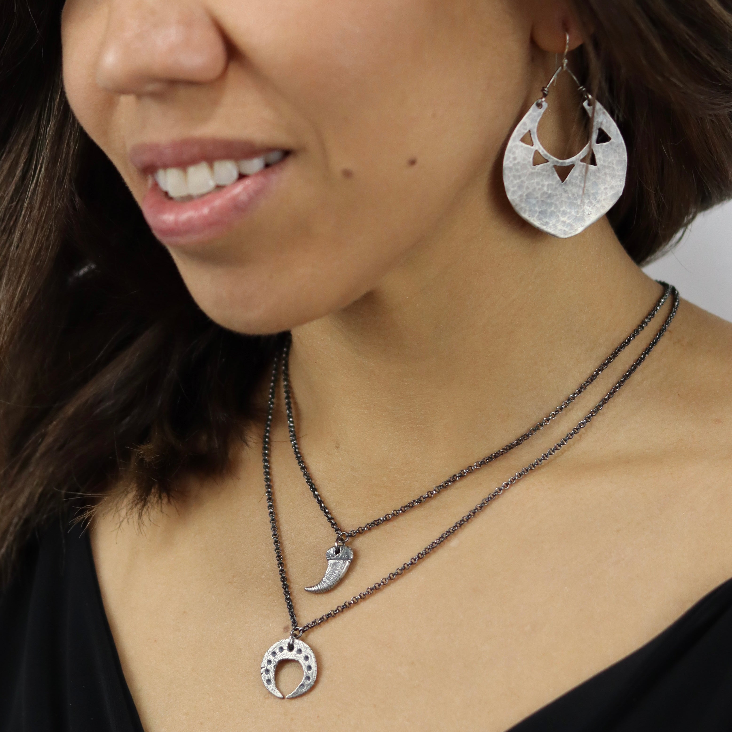 Silver Sun Shield Earrings by jenkahnjewelry