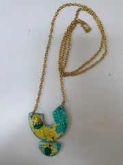Abstract Necklaces - Blue & Yellow Horseshoe by SidePony Boutique