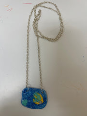 Abstract Necklaces - Blue & Yellow Moon by SidePony Boutique