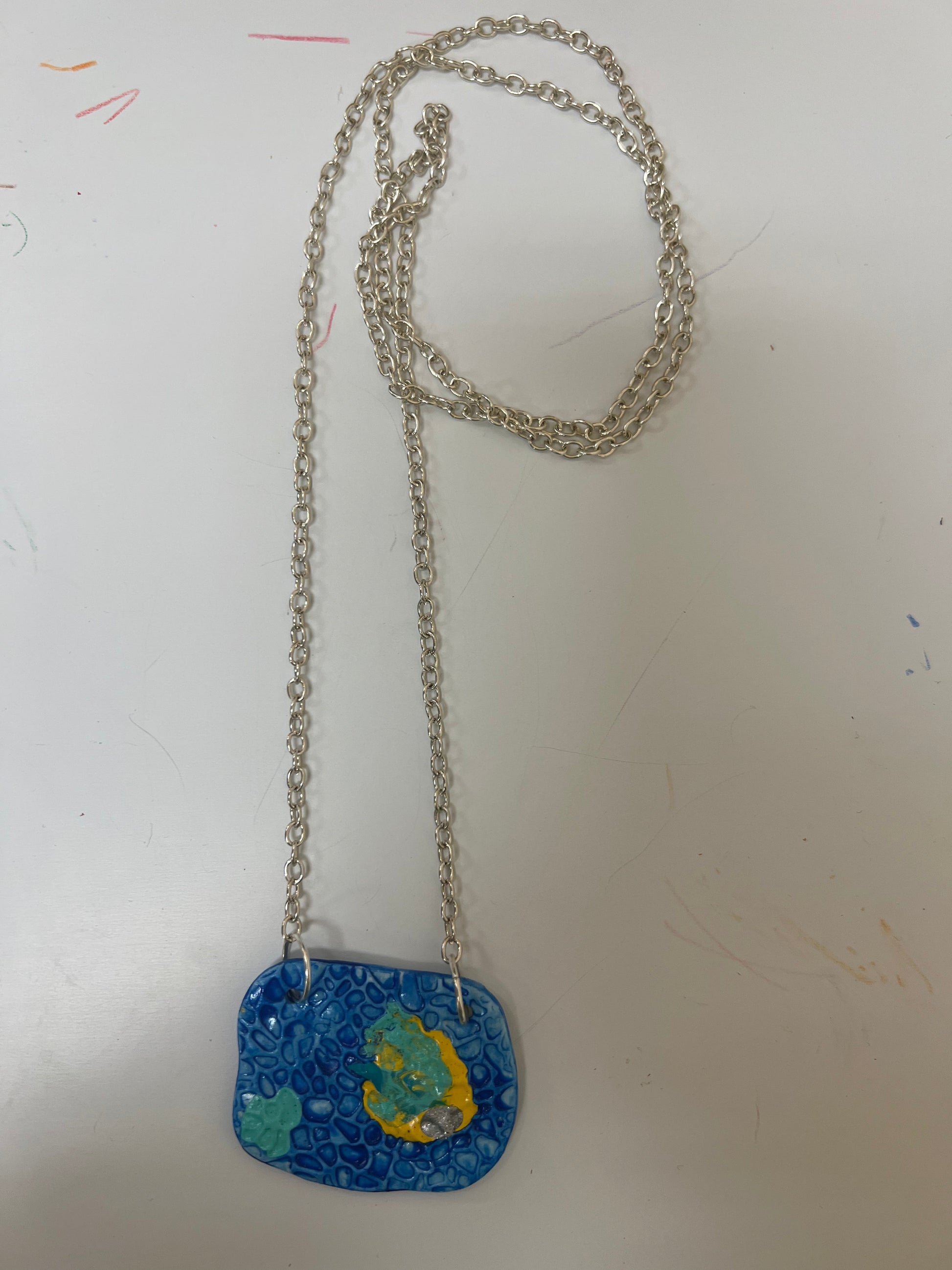 Abstract Necklaces - Blue & Yellow Moon by SidePony Boutique