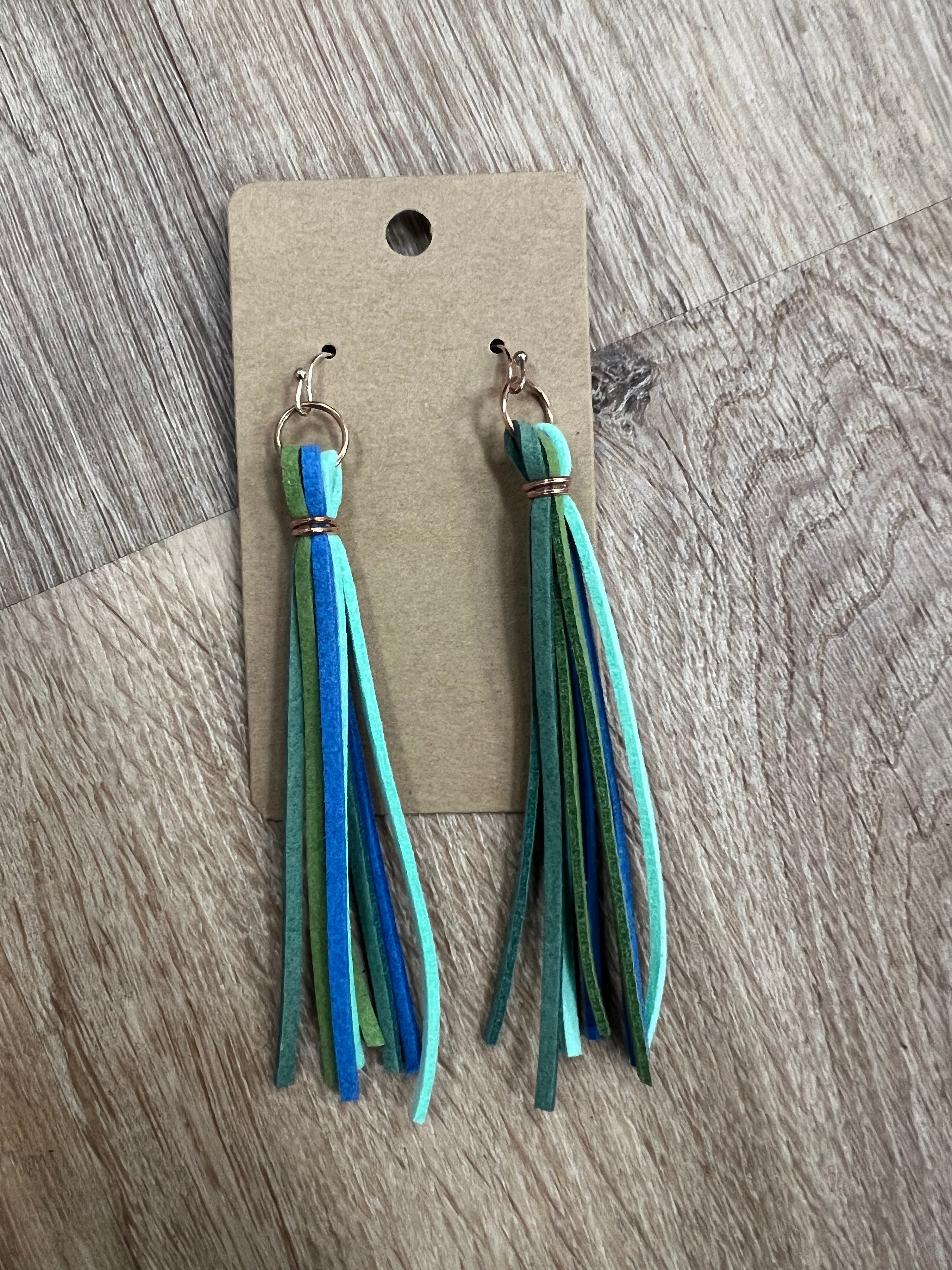 Tassel Earrings - Teal/Green/Blue by SidePony Boutique