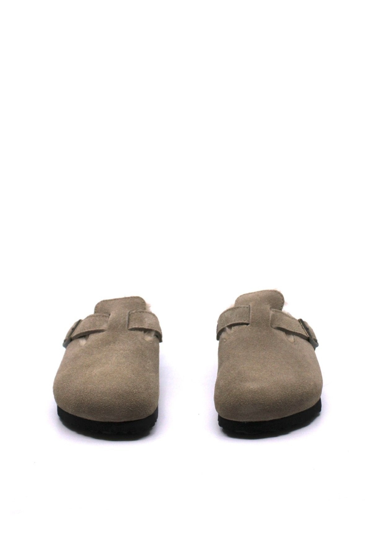 Birkenstock Boston Shearling in Taupe (Narrow) by Dear Lucy