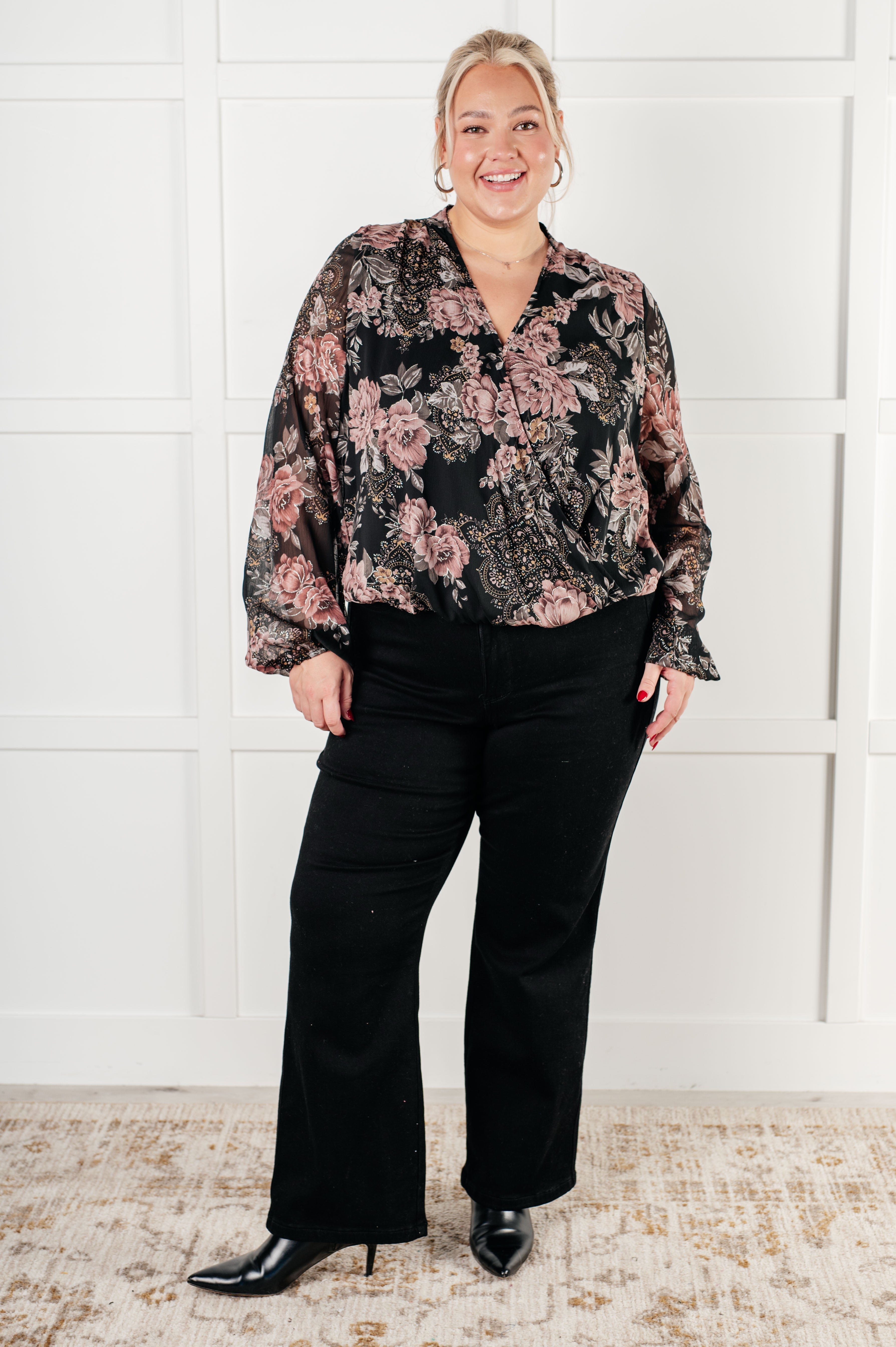 I Wish We Had it All Surplice Floral Blouse by SidePony Boutique