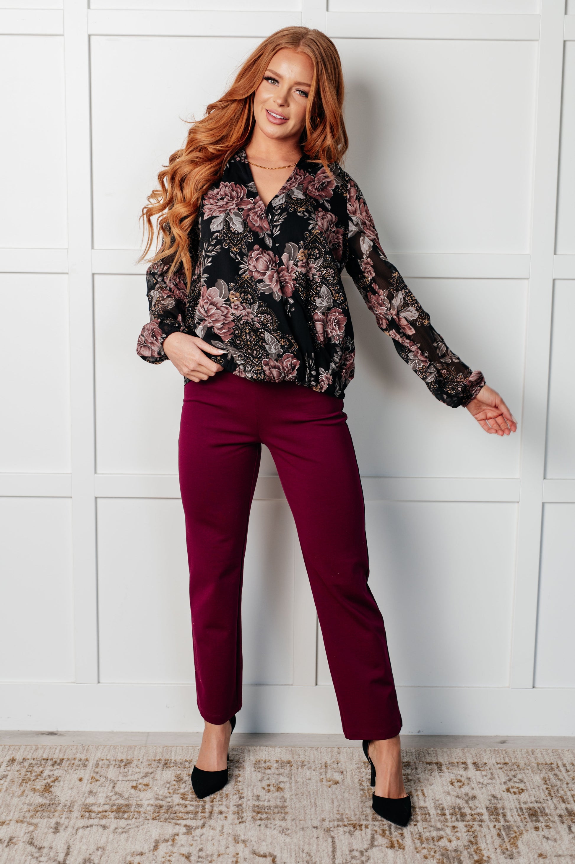 I Wish We Had it All Surplice Floral Blouse by SidePony Boutique
