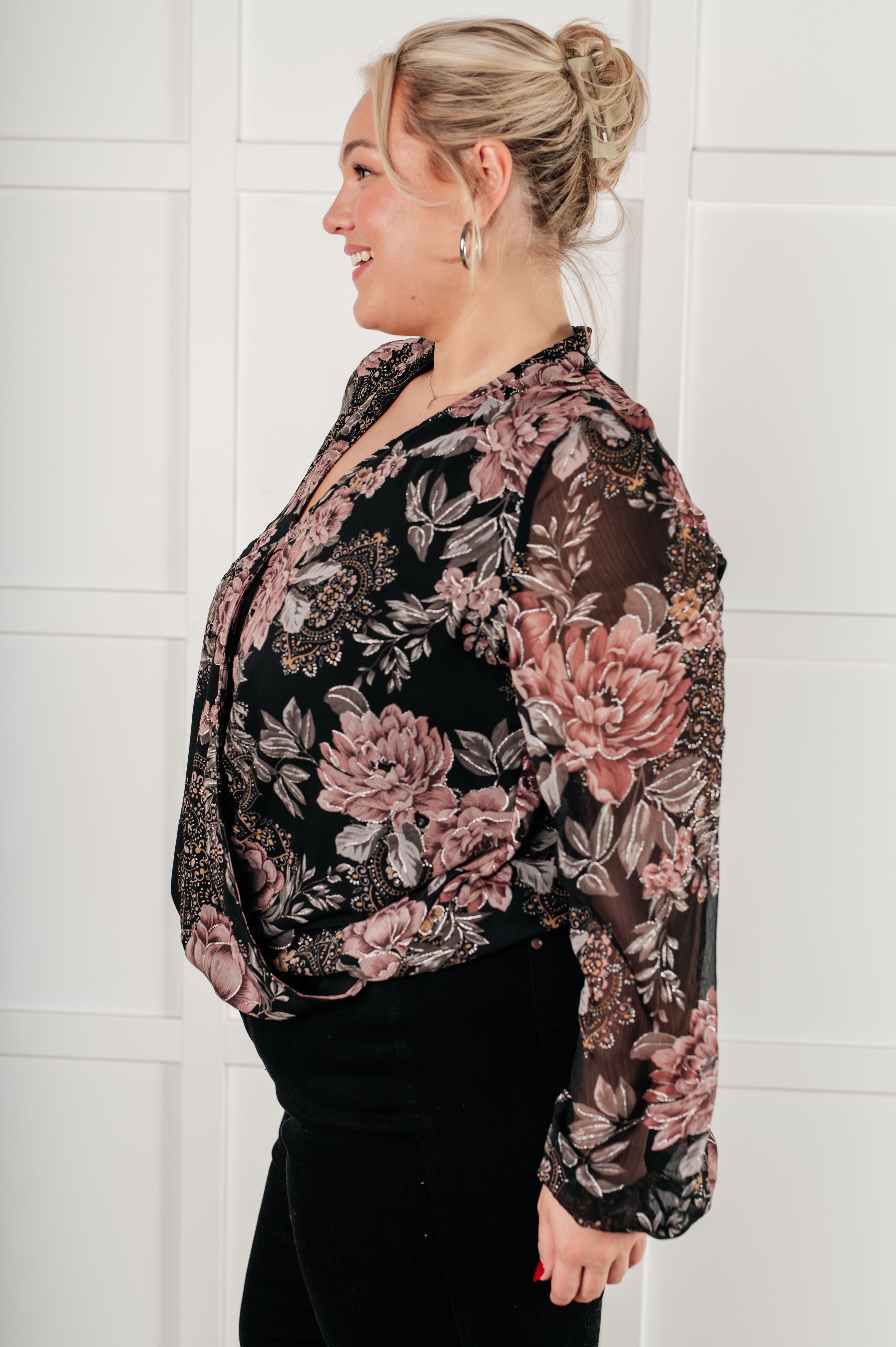 I Wish We Had it All Surplice Floral Blouse by SidePony Boutique