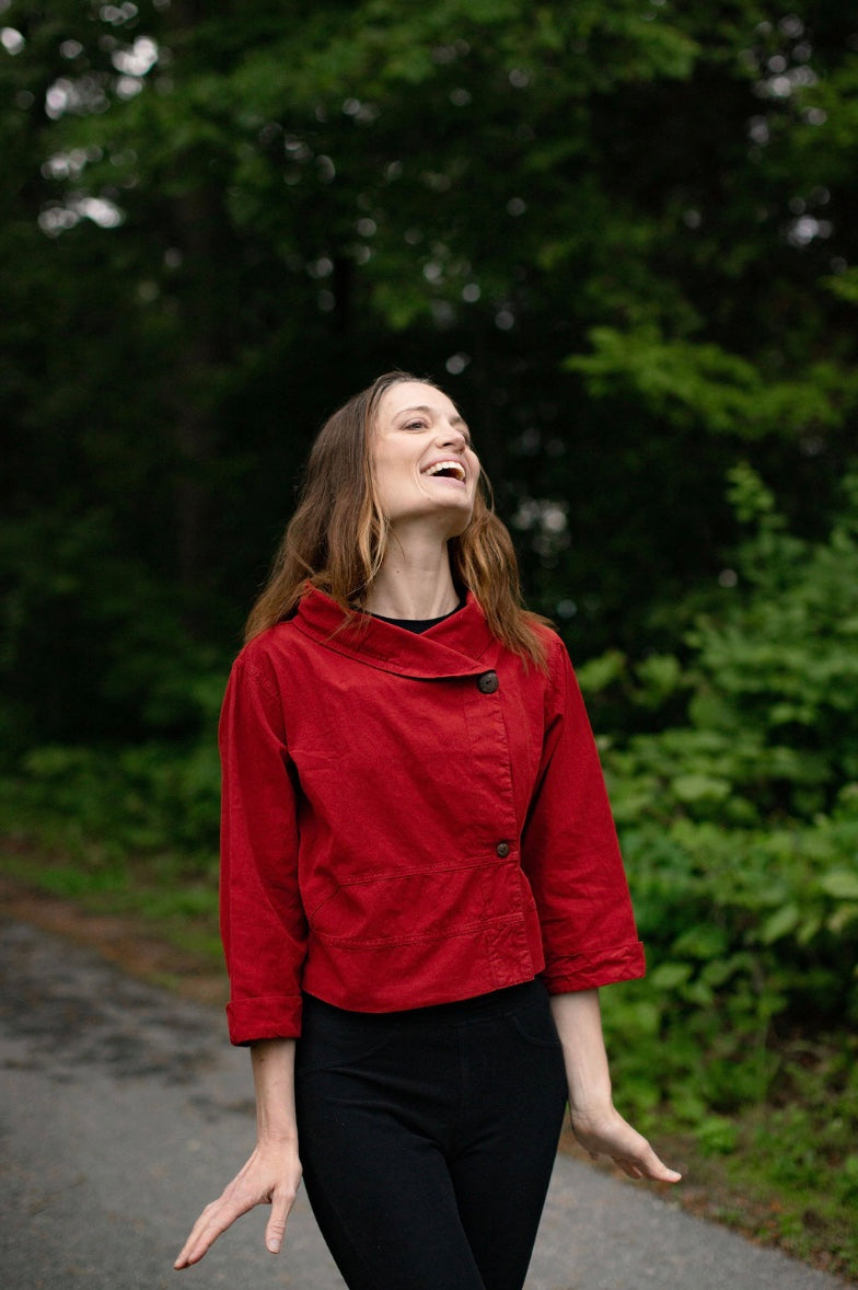 Pokhara Cropped Swing Jacket - Chili