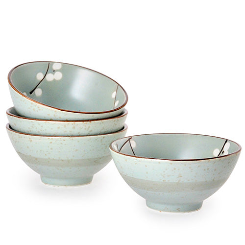 Rice Bowl - Dark Blue & Plants (Sold Individually) by Homeportonline
