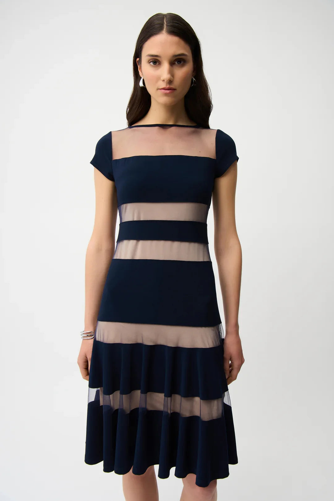 Joseph Ribkoff Fit and Flare Dress with Mesh Inserts