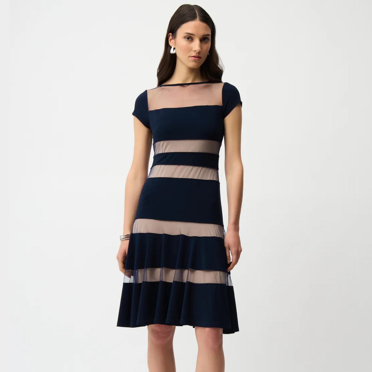 Joseph Ribkoff Fit and Flare Dress with Mesh Inserts