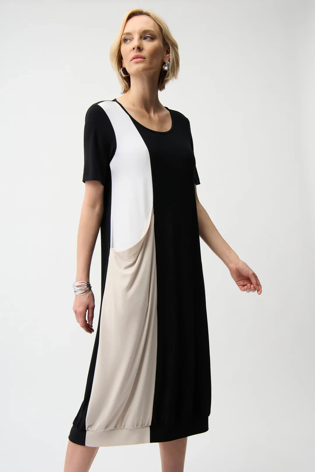 Joseph Ribkoff Silky Knit Color Block Cocoon Dress